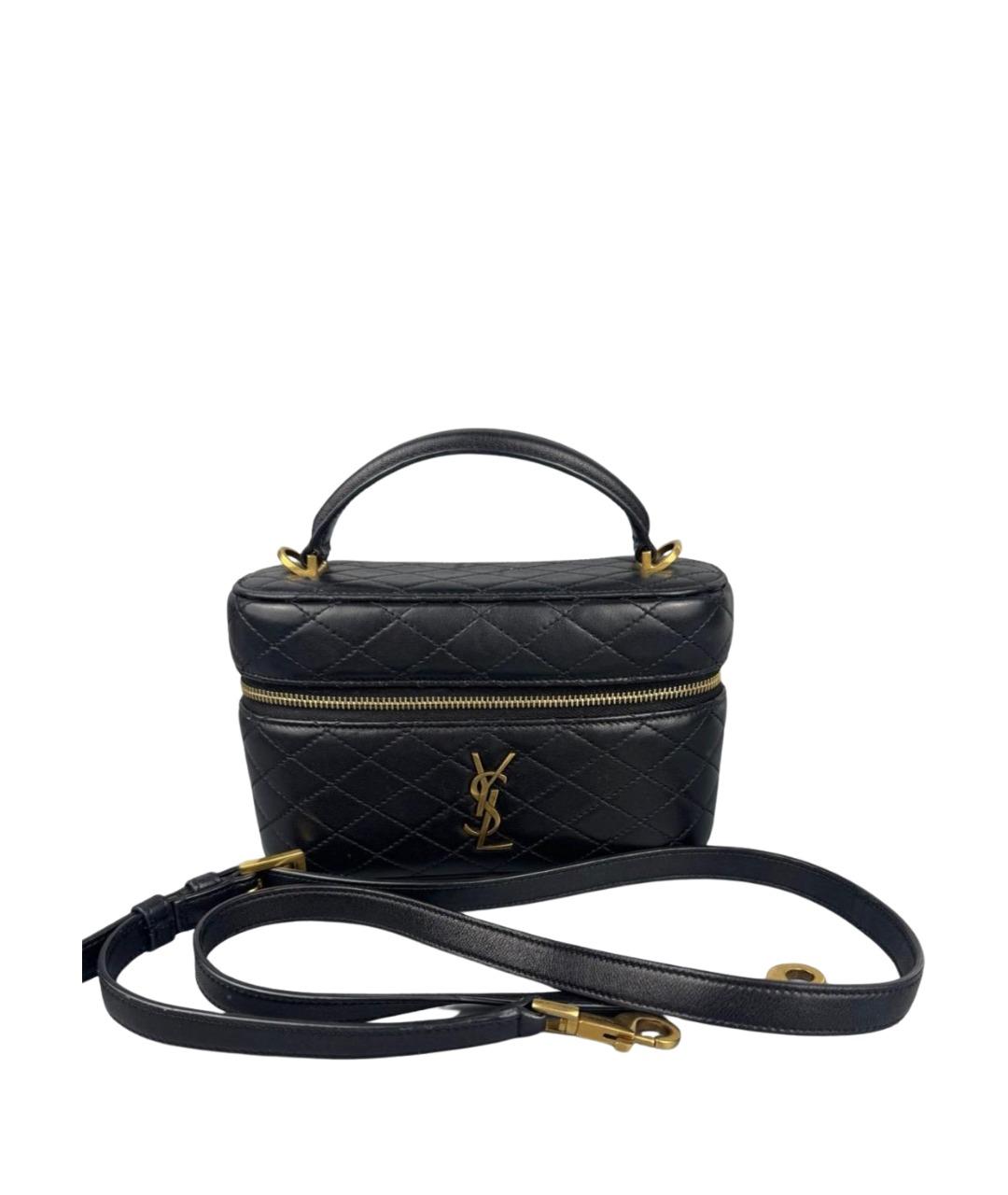 SAINT LAURENT Черная кожаная сумка с короткими ручками, фото 1