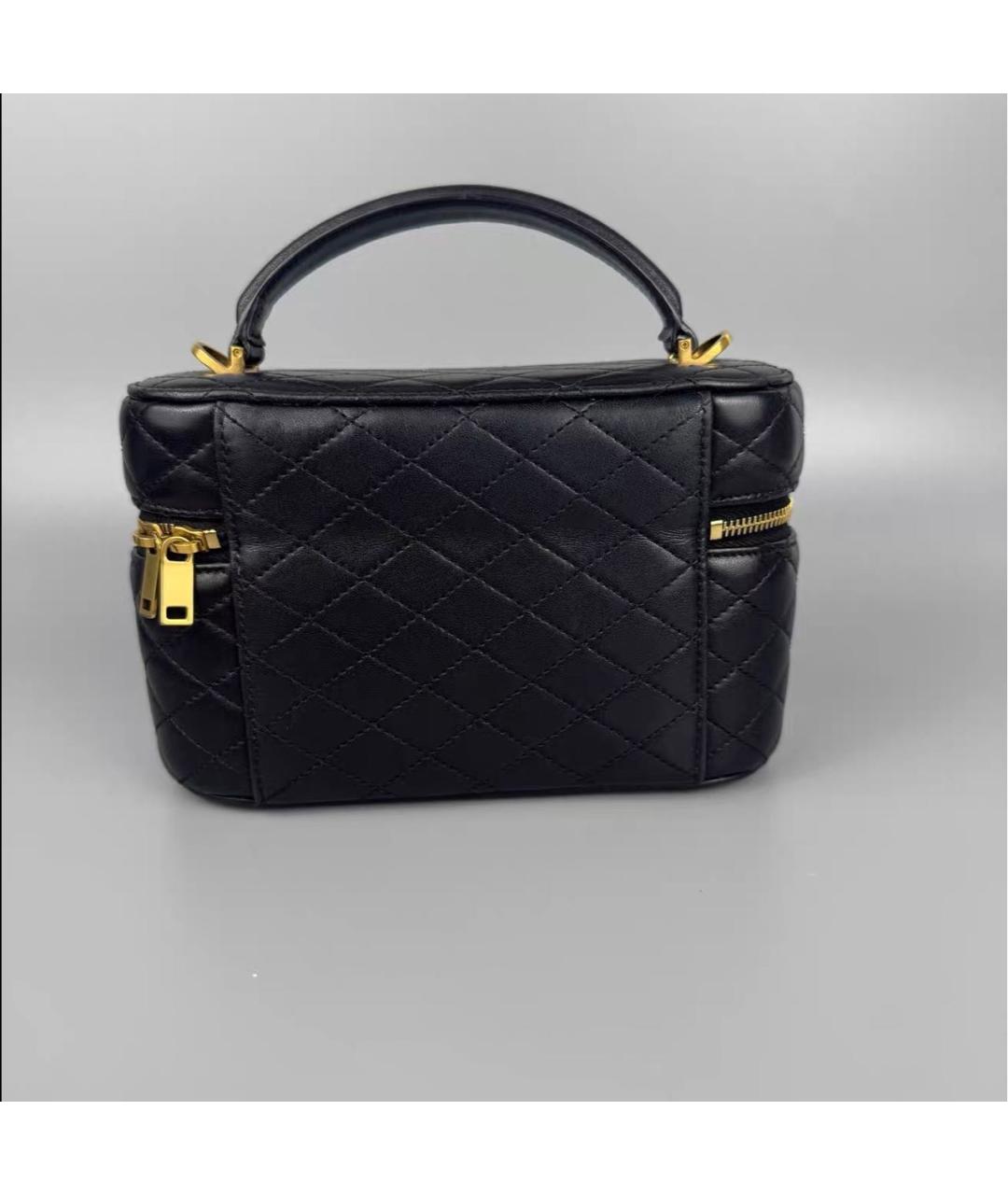 SAINT LAURENT Черная кожаная сумка с короткими ручками, фото 2
