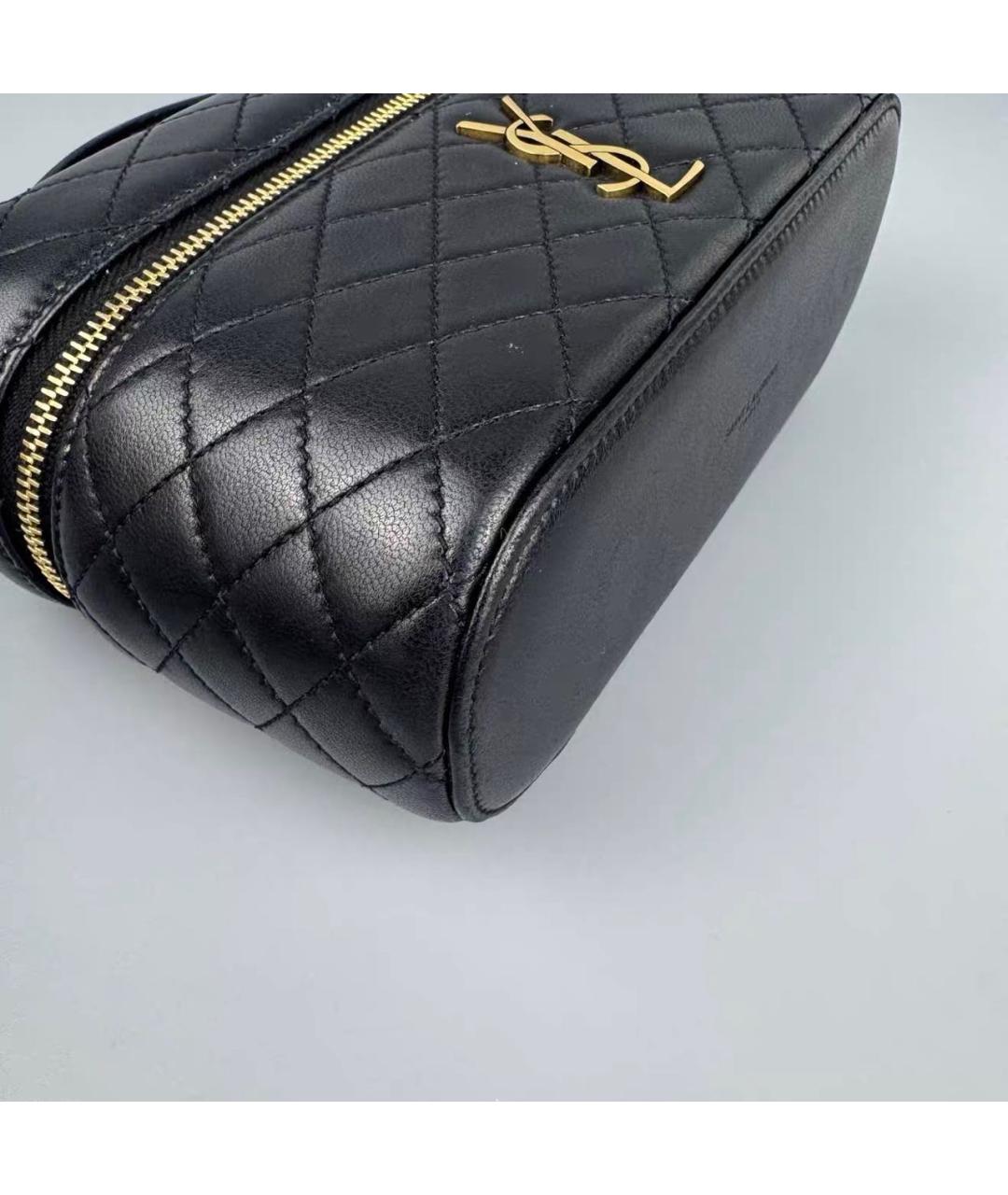 SAINT LAURENT Черная кожаная сумка с короткими ручками, фото 5