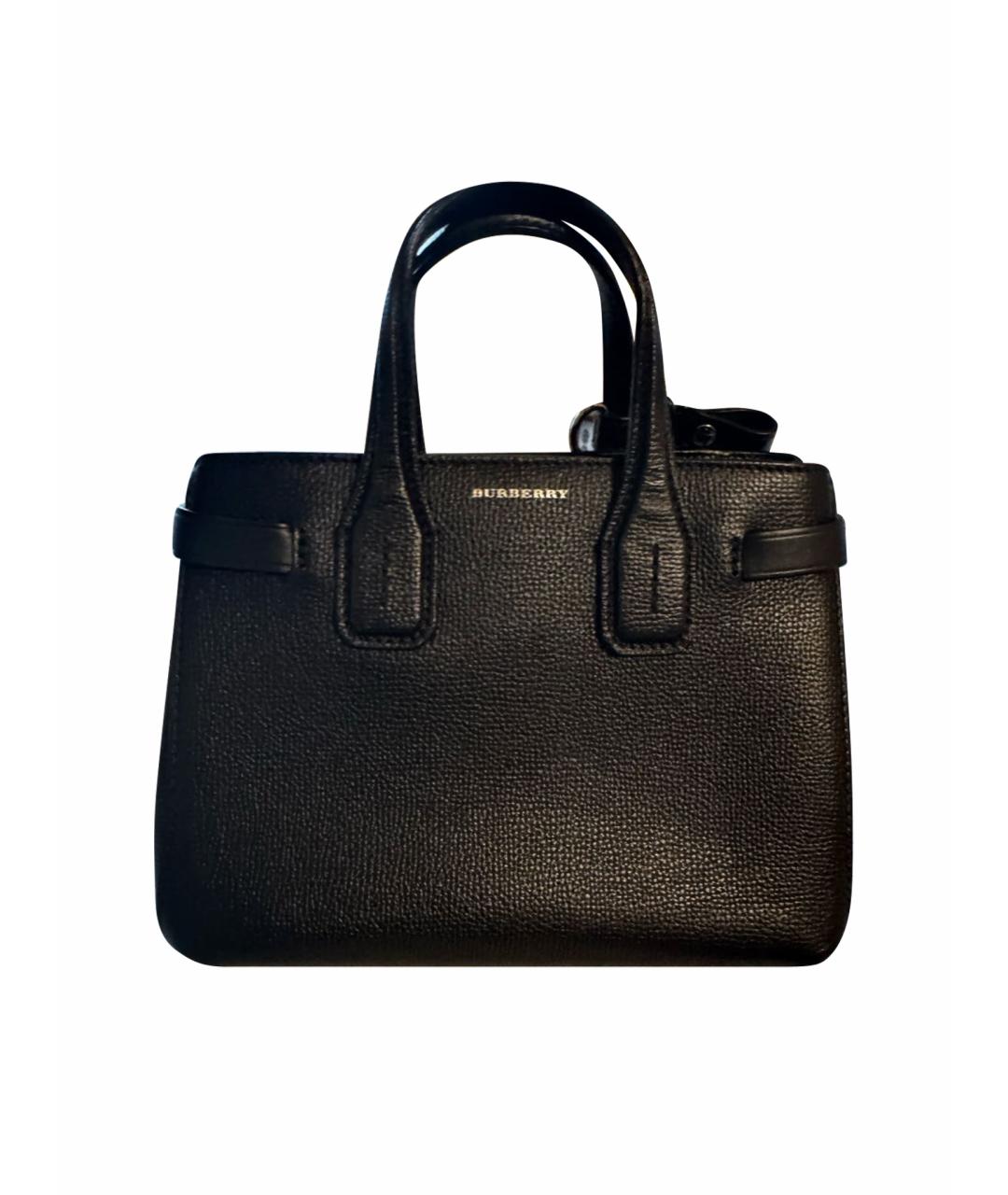 BURBERRY Черная кожаная сумка тоут, фото 1