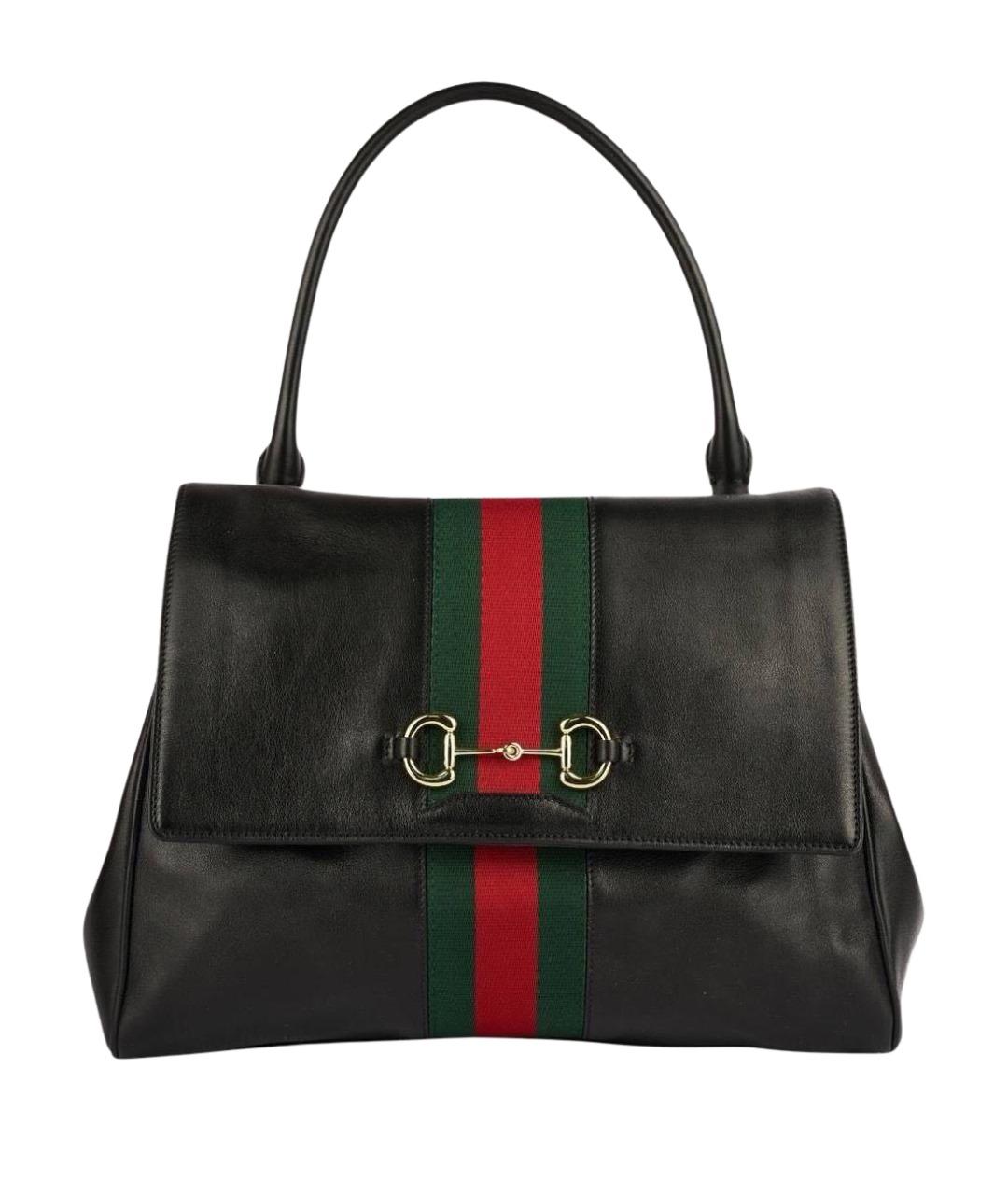 GUCCI Черная кожаная сумка с короткими ручками, фото 1