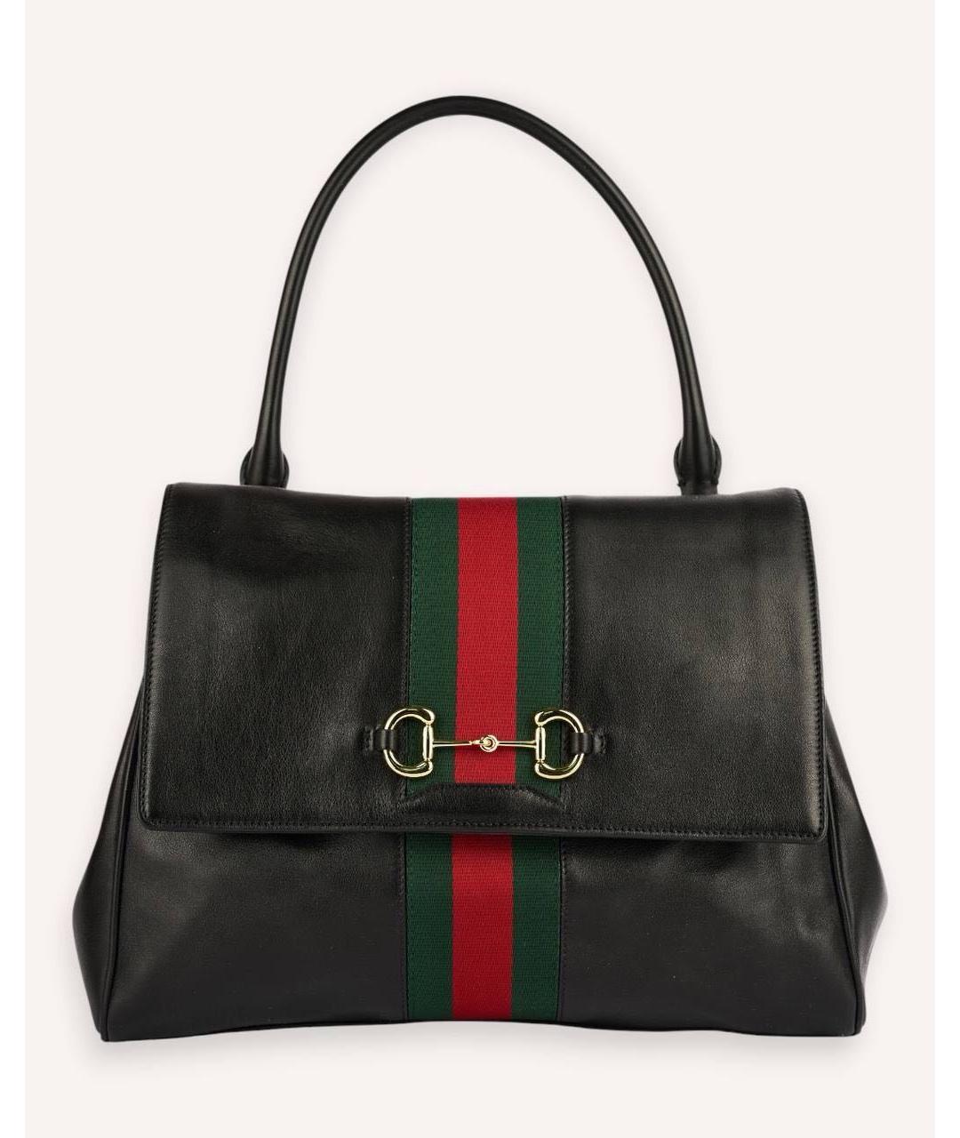 GUCCI Черная кожаная сумка с короткими ручками, фото 7