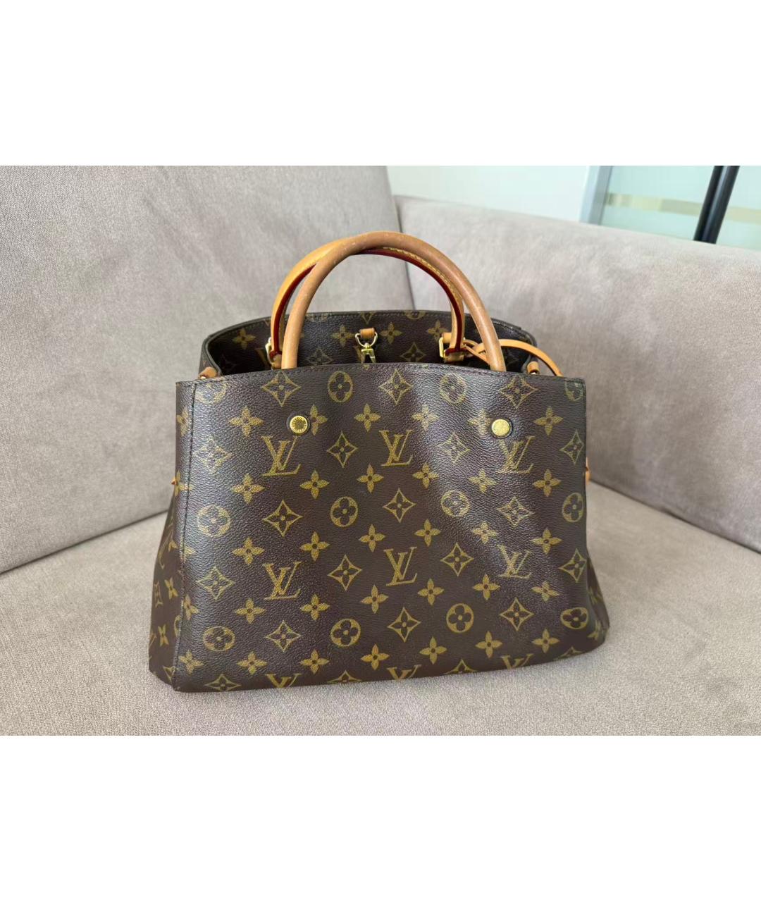 LOUIS VUITTON Коричневая сумка с короткими ручками из канвы, фото 8