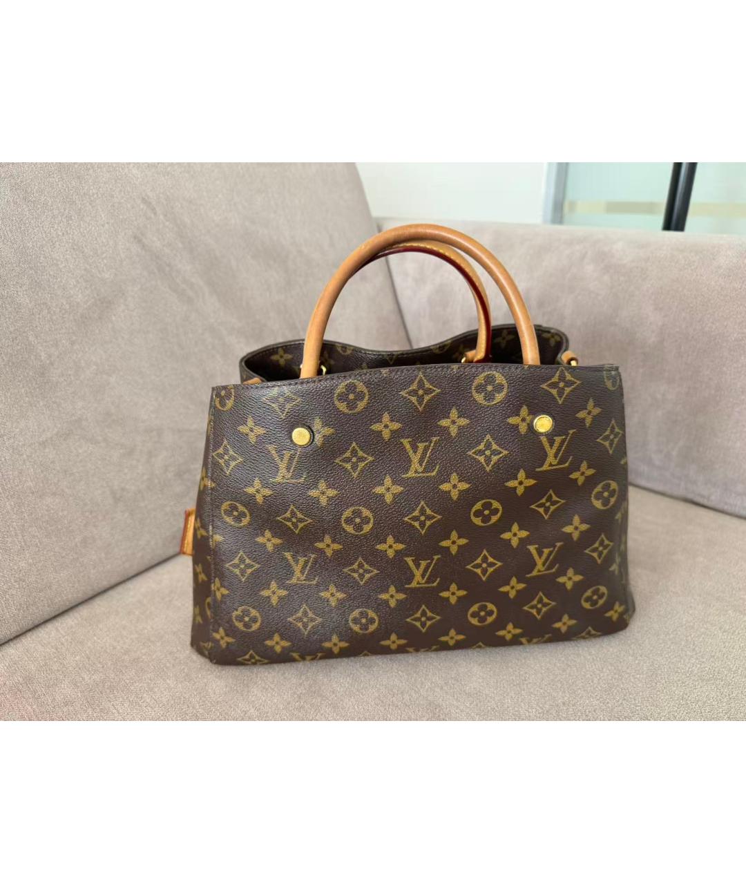 LOUIS VUITTON Коричневая сумка с короткими ручками из канвы, фото 3