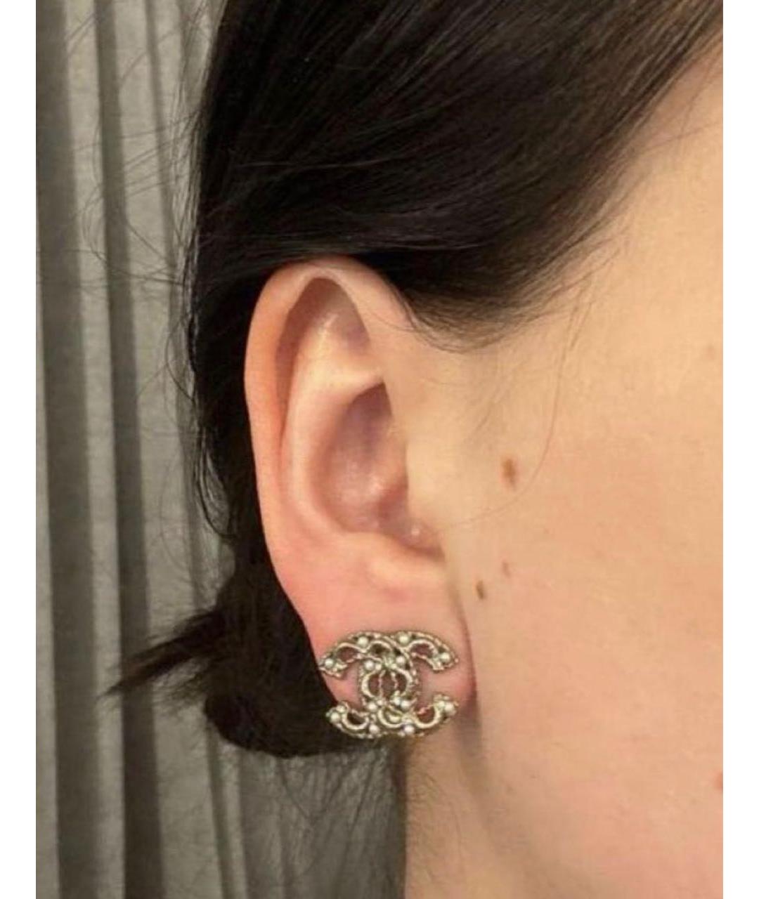 CHANEL Золотые латунные серьги, фото 4