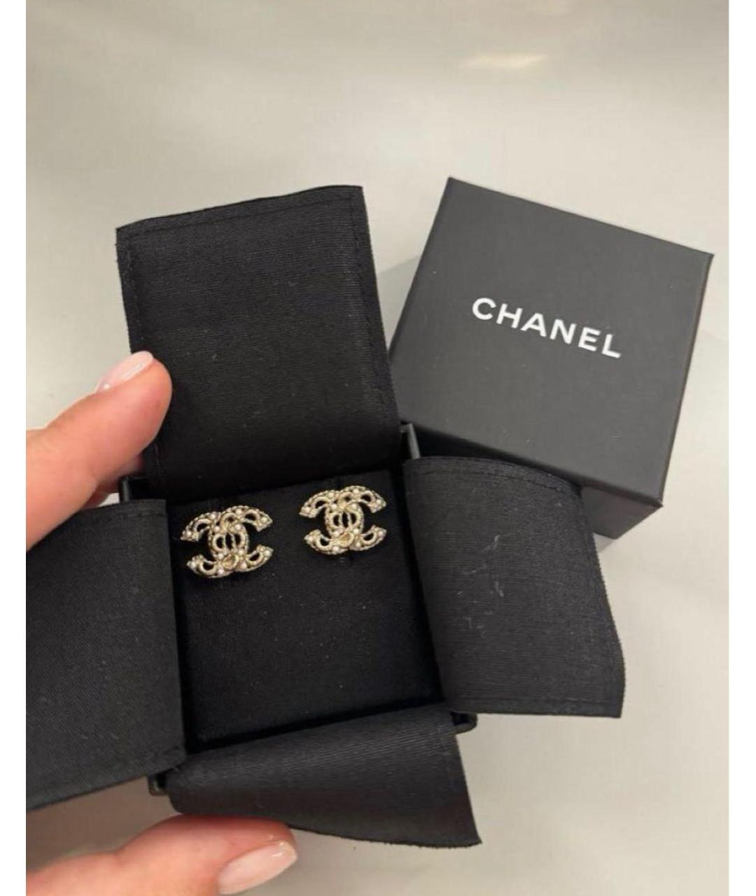 CHANEL Золотые латунные серьги, фото 3