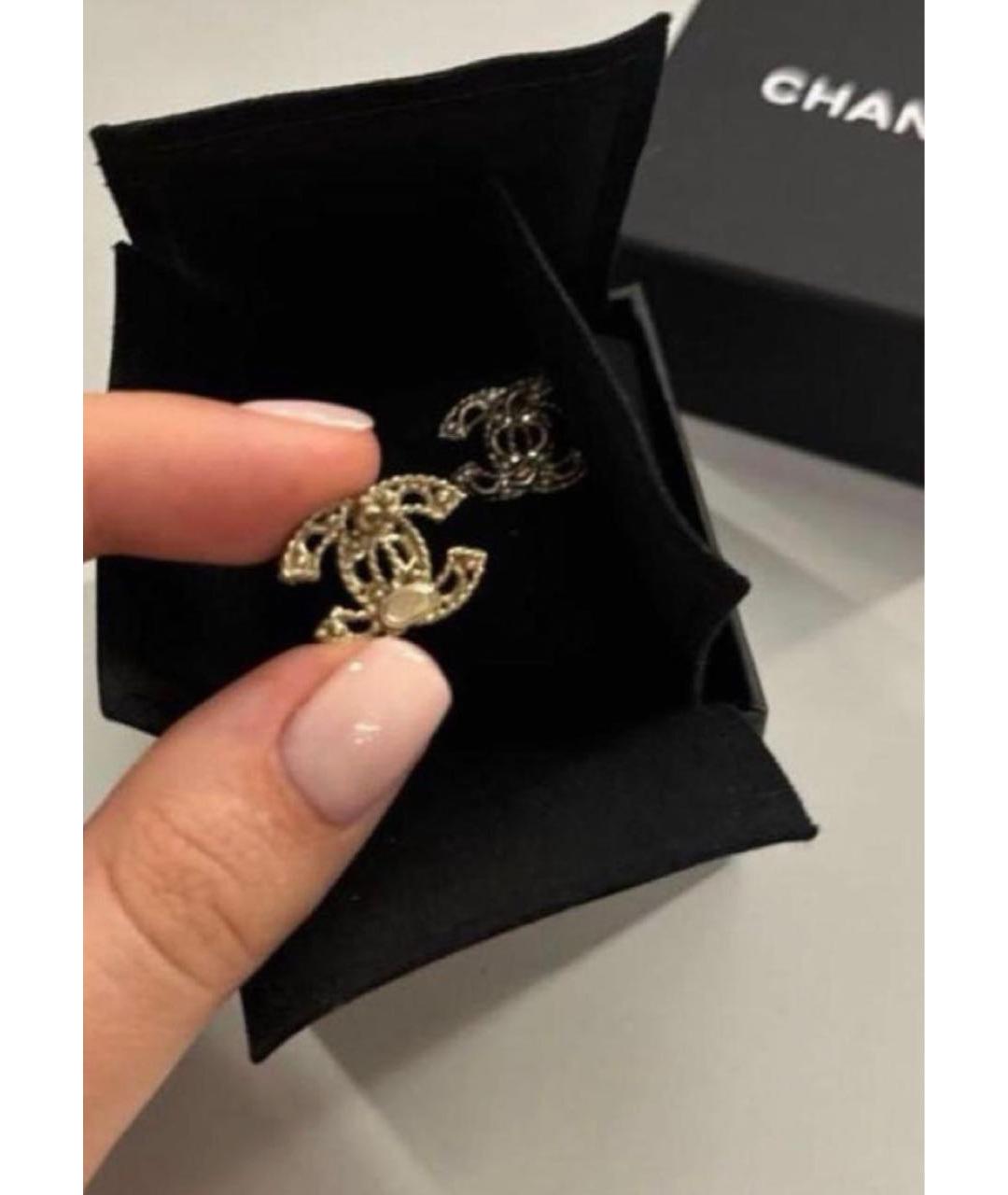 CHANEL Золотые латунные серьги, фото 2