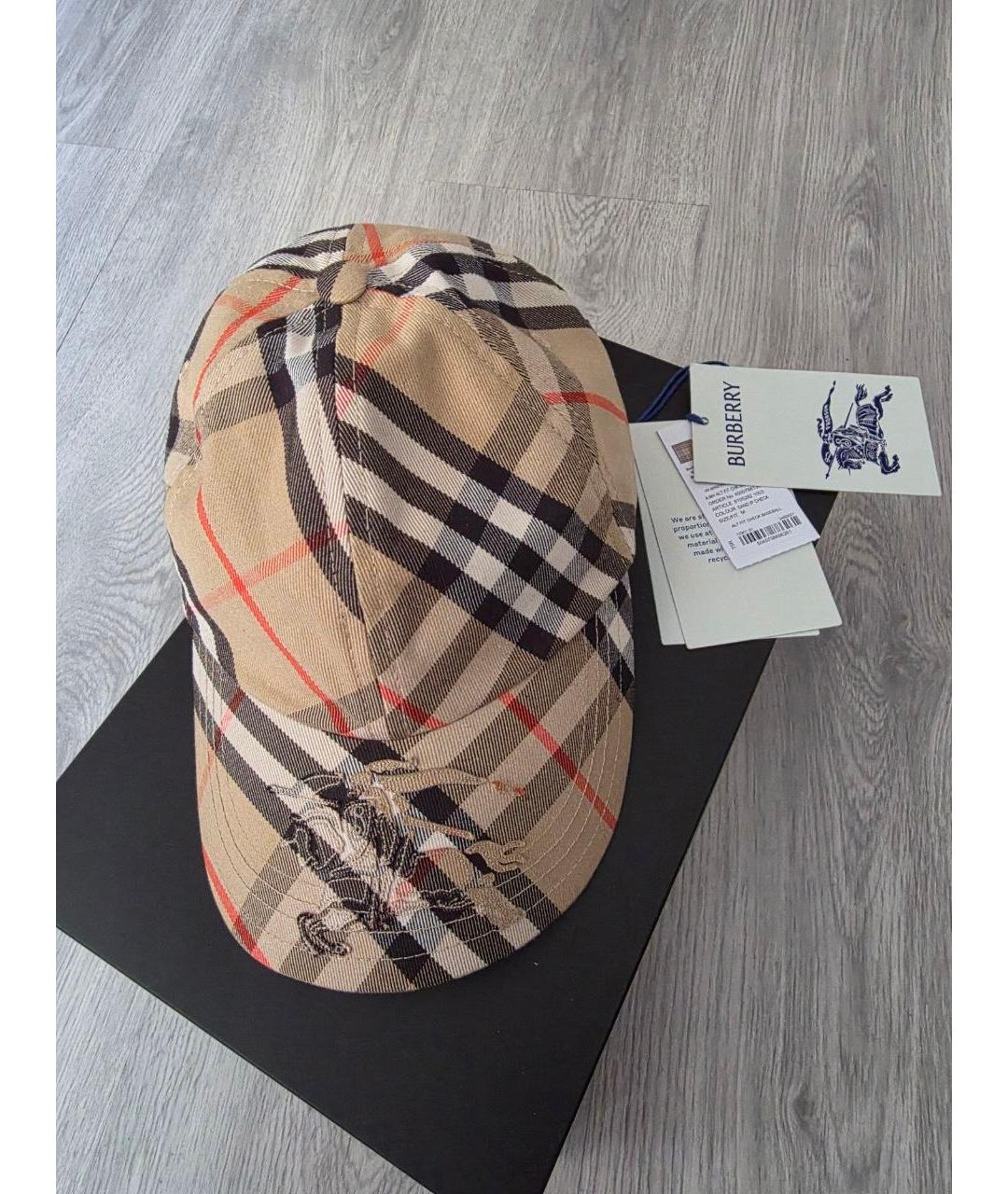 BURBERRY Бежевая синтетическая кепка/бейсболка, фото 4