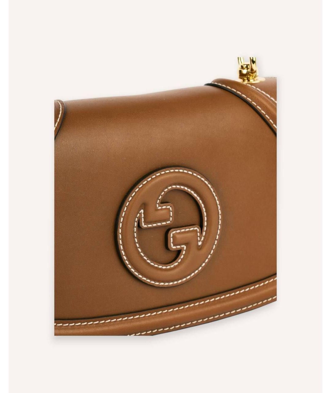 GUCCI Коричневая кожаная сумка через плечо, фото 4