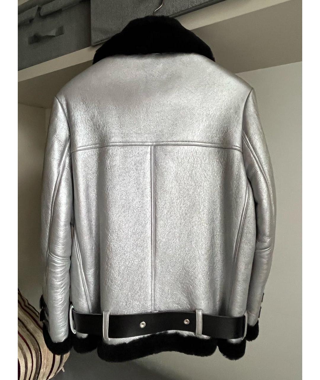 ACNE STUDIOS Серебряная кожаная дубленка, фото 2