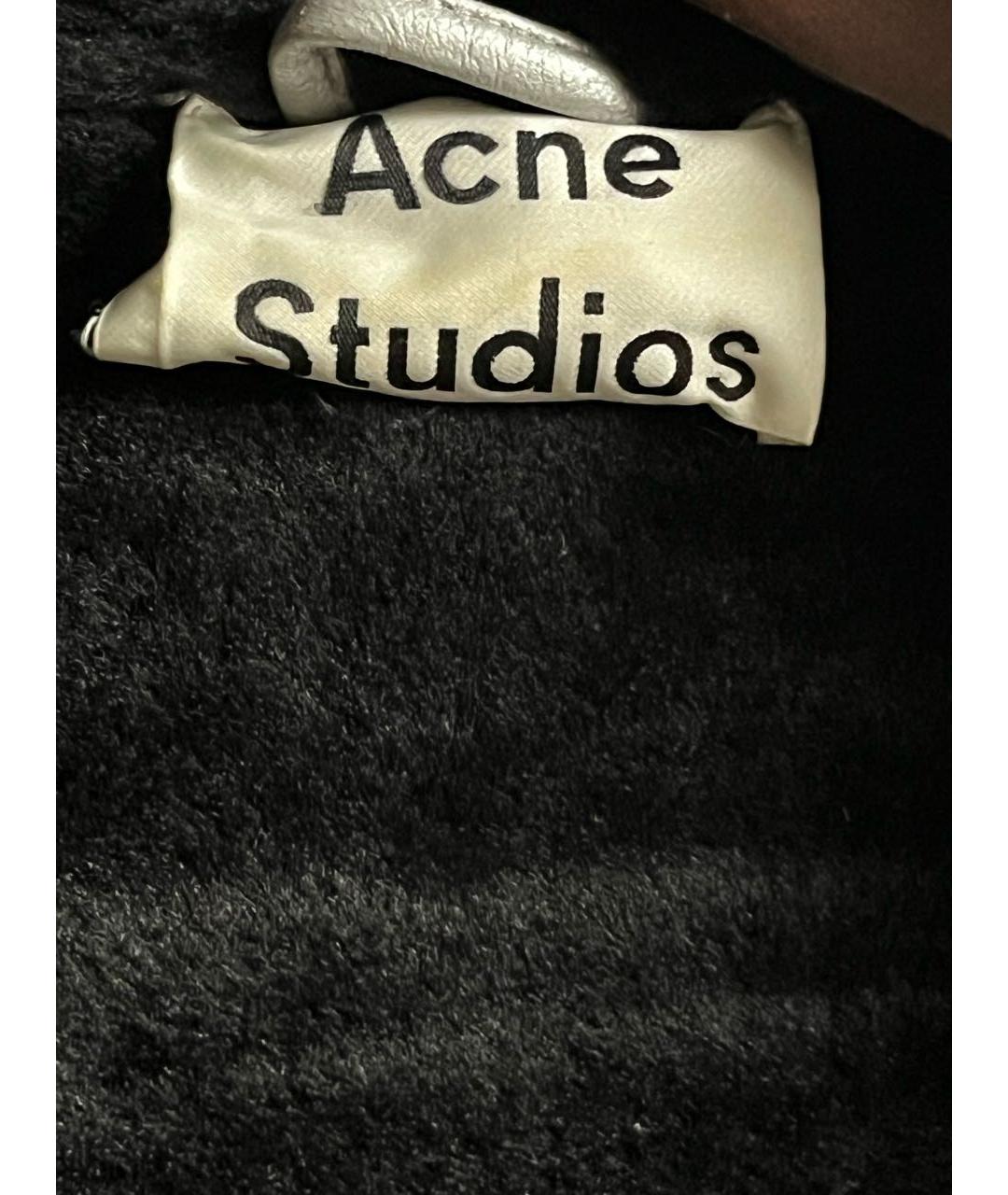 ACNE STUDIOS Серебряная кожаная дубленка, фото 3
