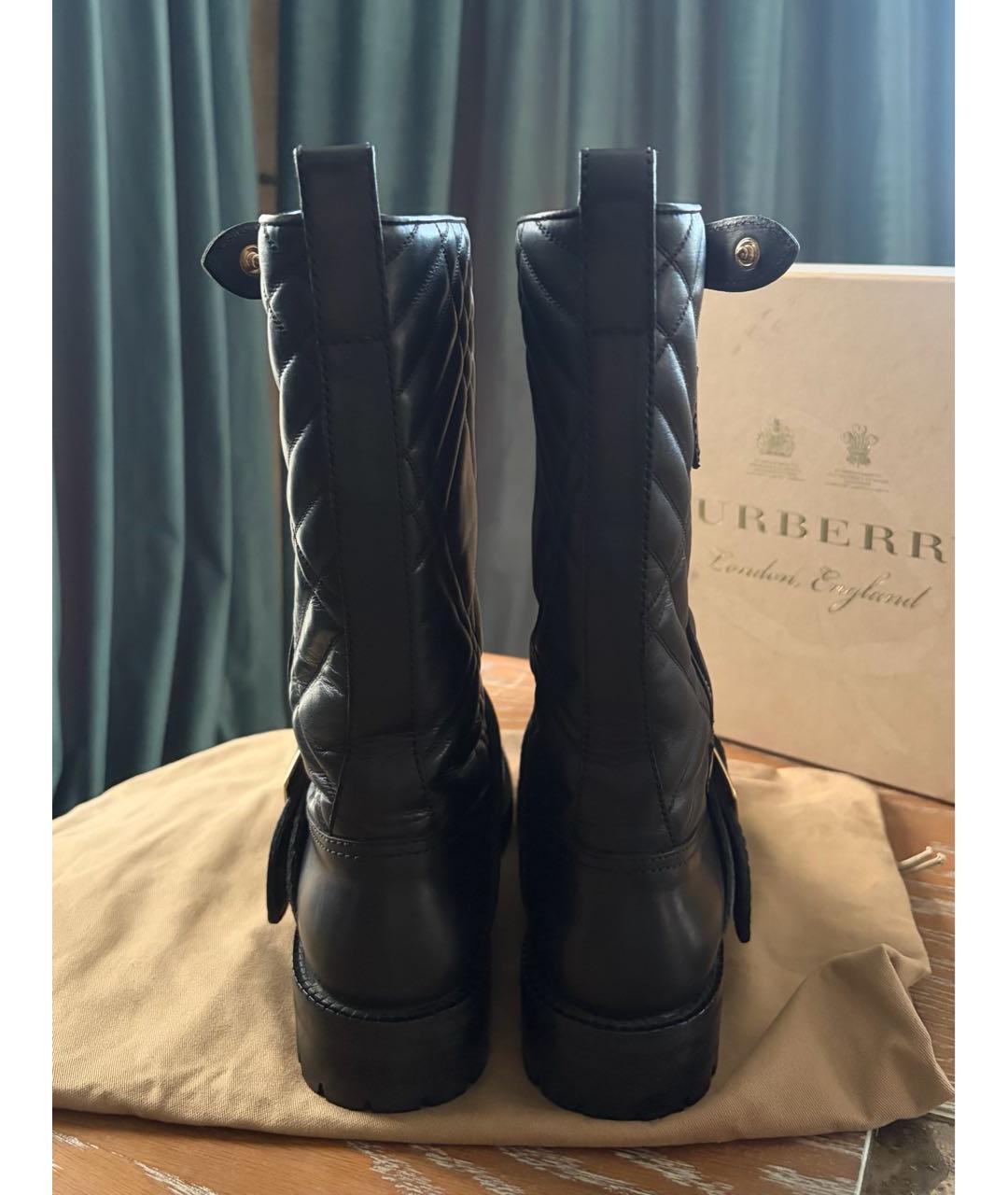 BURBERRY Черные кожаные полусапоги, фото 4