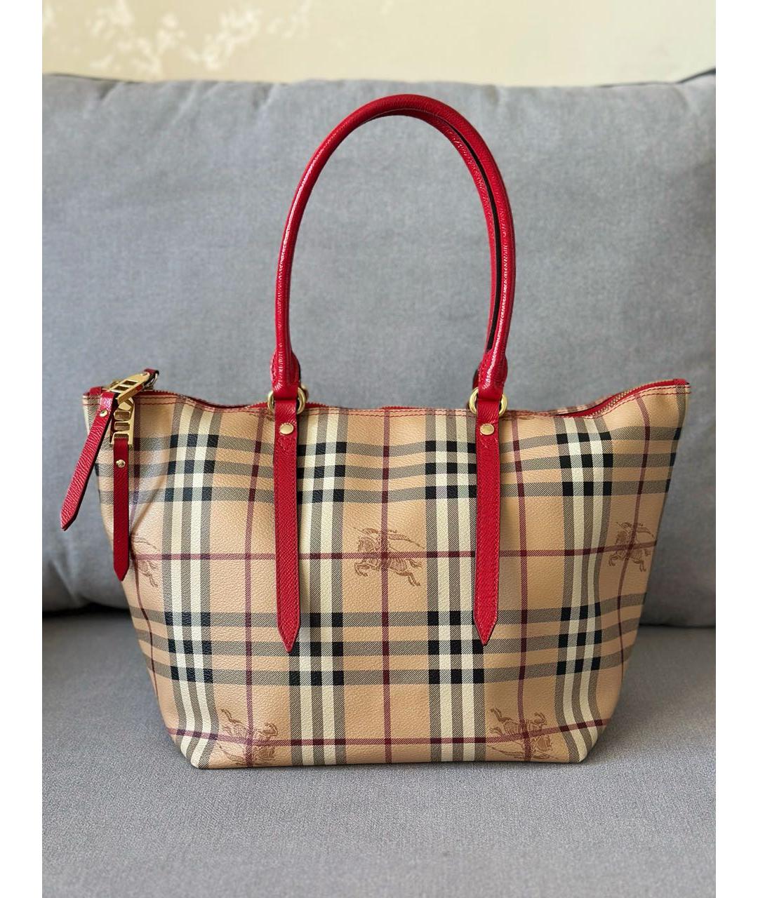 BURBERRY Бежевая сумка тоут из канвы, фото 3