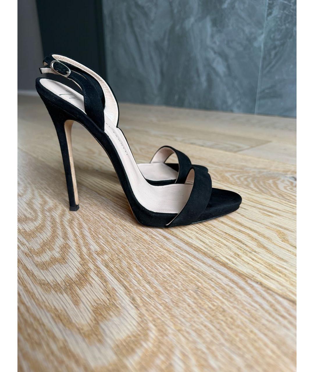 GIUSEPPE ZANOTTI DESIGN Черные замшевые босоножки, фото 9