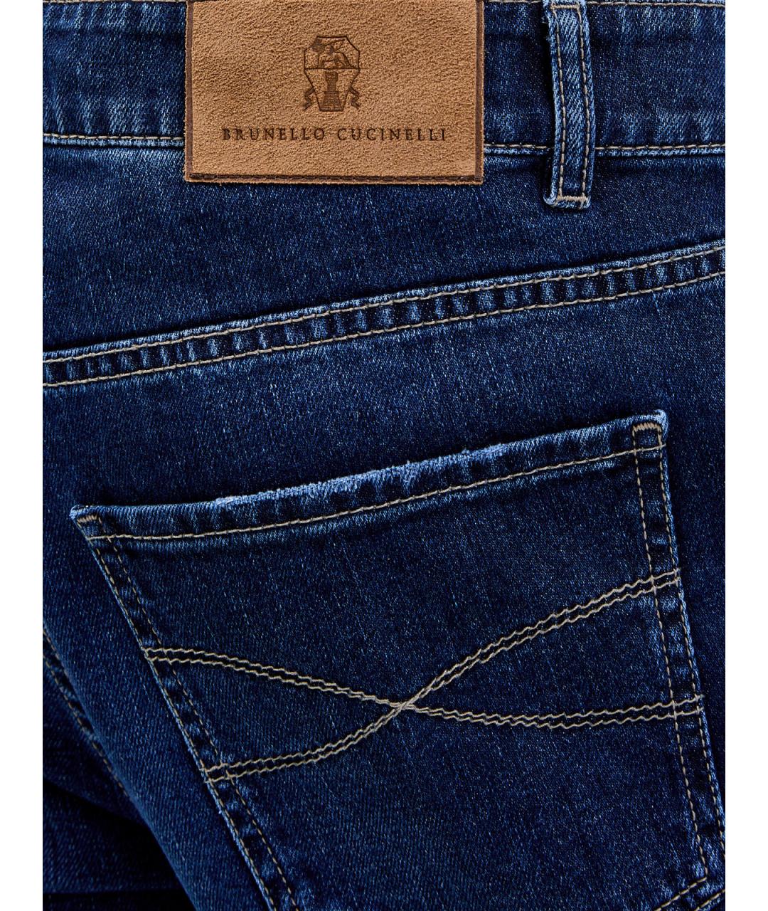 BRUNELLO CUCINELLI Синие хлопковые прямые джинсы, фото 5