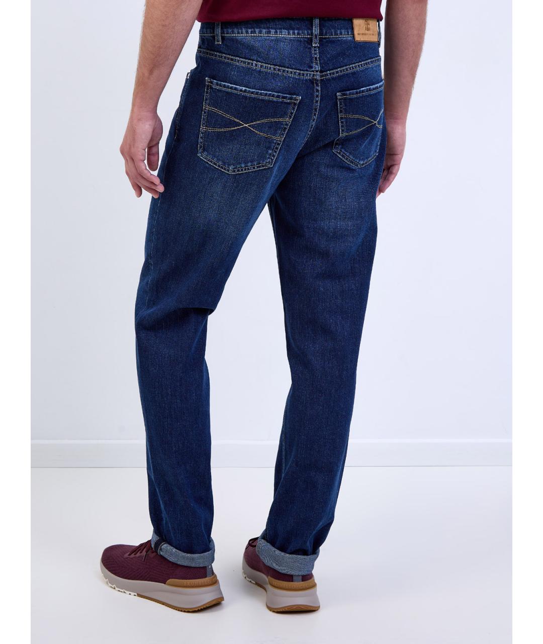BRUNELLO CUCINELLI Синие хлопковые прямые джинсы, фото 4