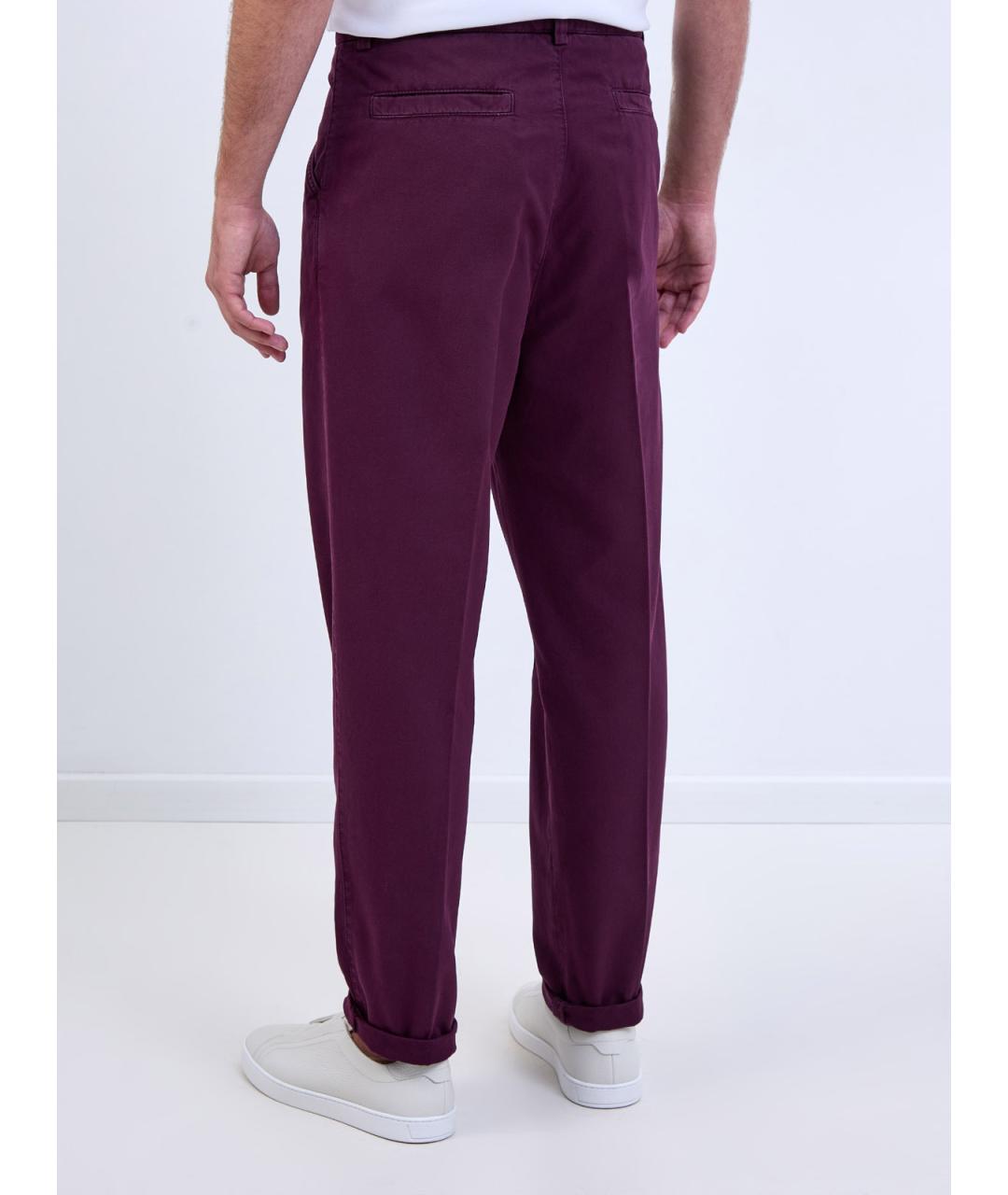 BRUNELLO CUCINELLI Фиолетовые хлопковые повседневные брюки, фото 4