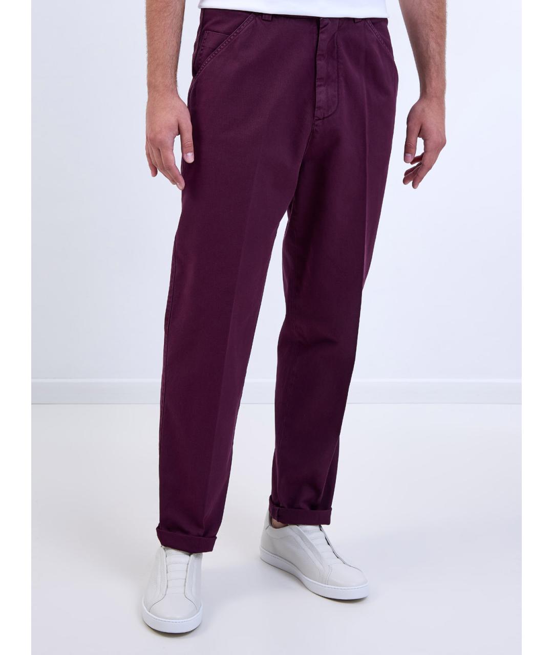 BRUNELLO CUCINELLI Фиолетовые хлопковые повседневные брюки, фото 3