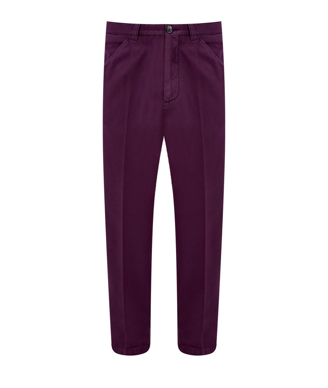 BRUNELLO CUCINELLI Фиолетовые хлопковые повседневные брюки, фото 1