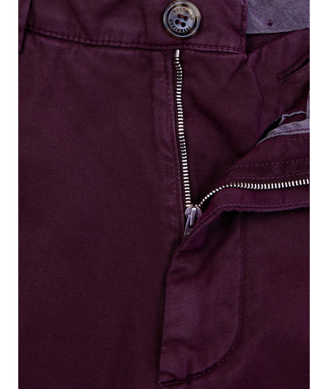 BRUNELLO CUCINELLI Фиолетовые хлопковые повседневные брюки, фото 6