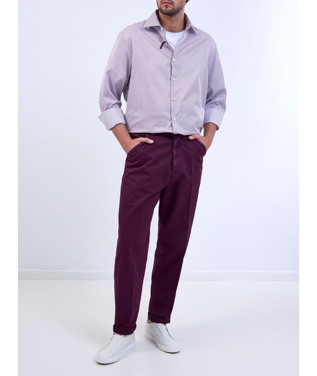BRUNELLO CUCINELLI Фиолетовые хлопковые повседневные брюки, фото 2