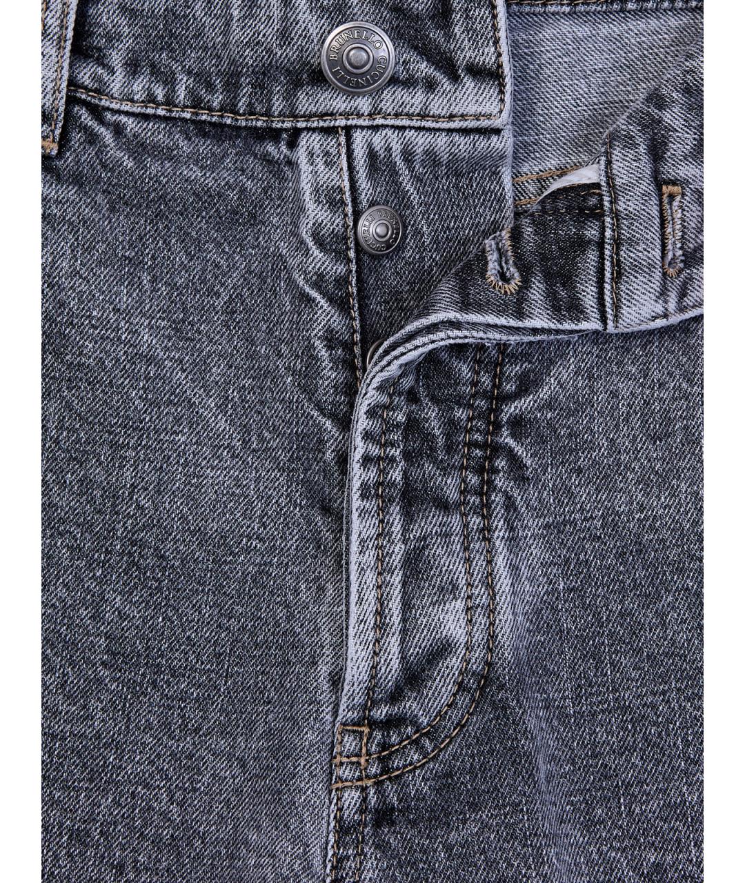 BRUNELLO CUCINELLI Серые хлопковые прямые джинсы, фото 6