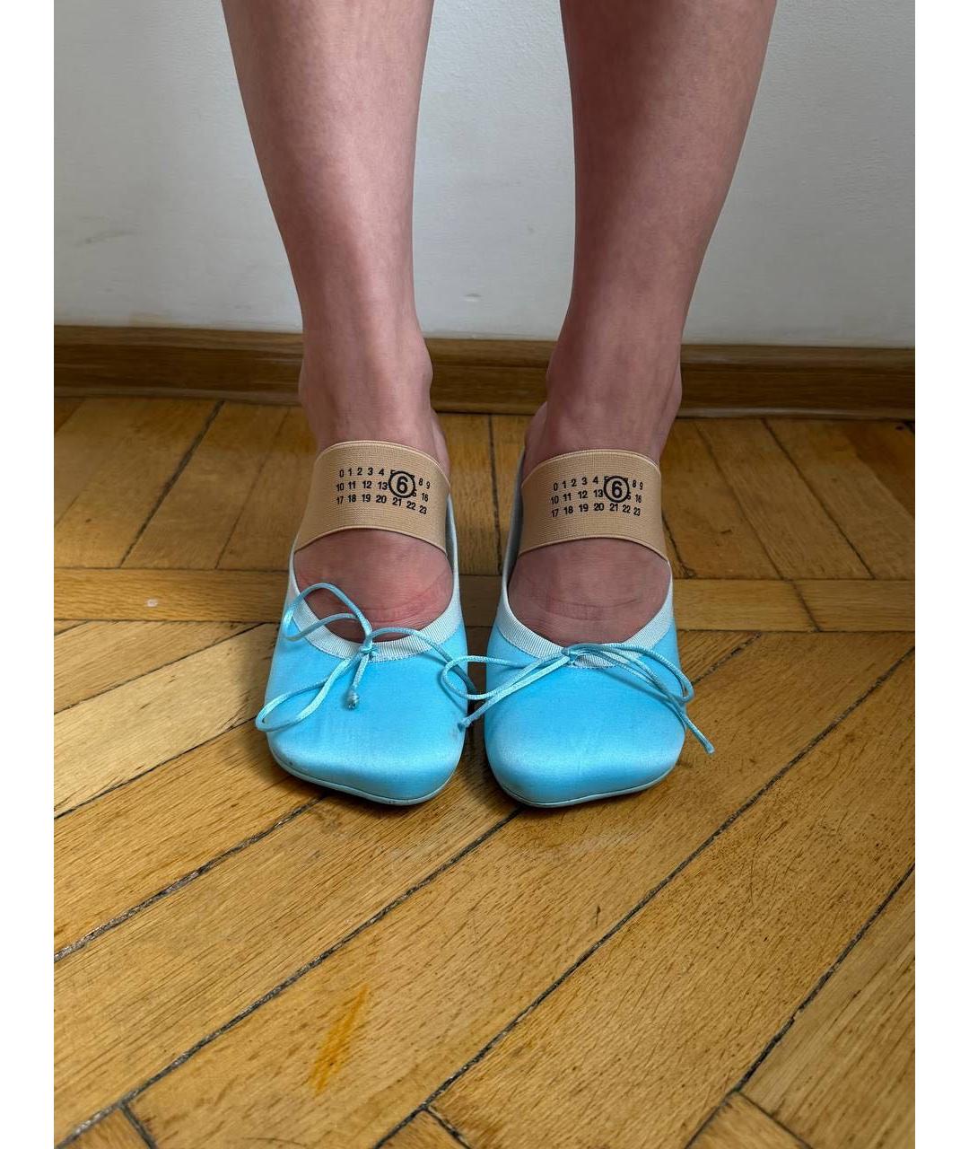 MM6 MAISON MARGIELA Голубые текстильные мюли, фото 3