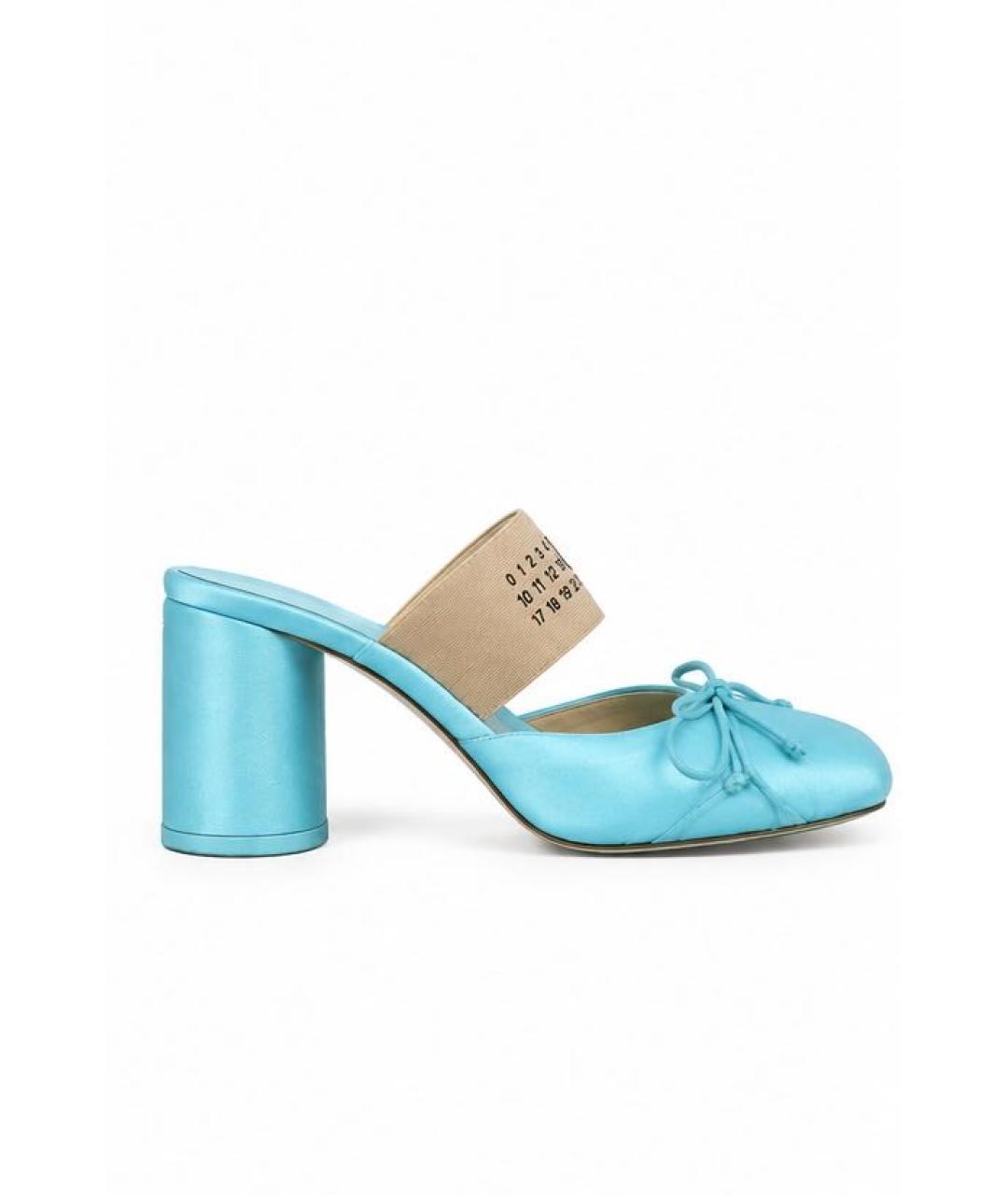 MM6 MAISON MARGIELA Голубые текстильные мюли, фото 6