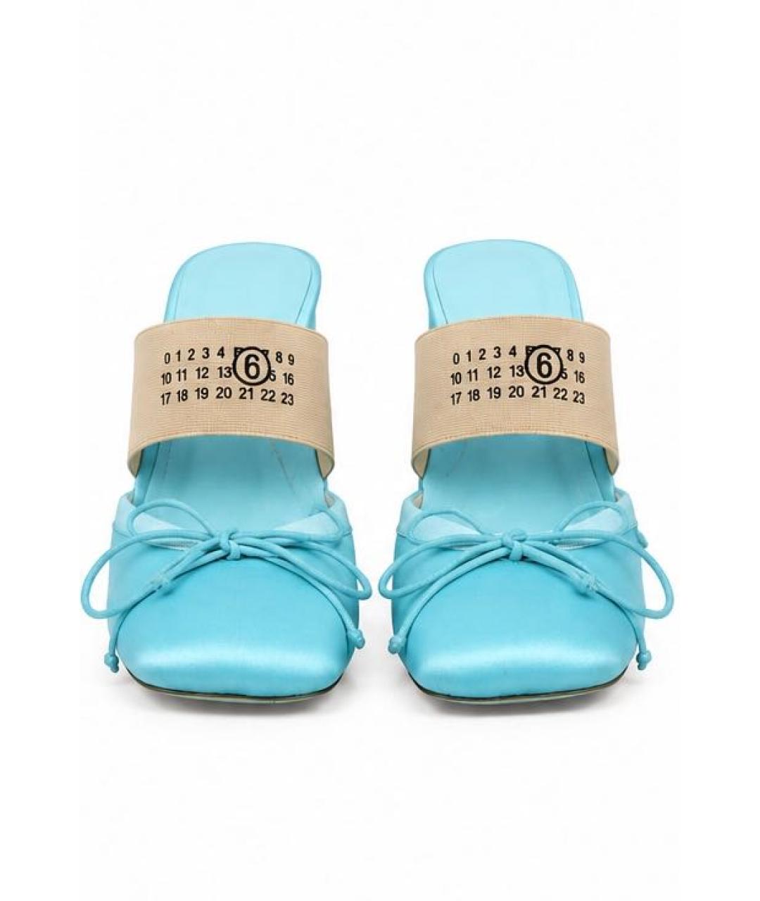 MM6 MAISON MARGIELA Голубые текстильные мюли, фото 4