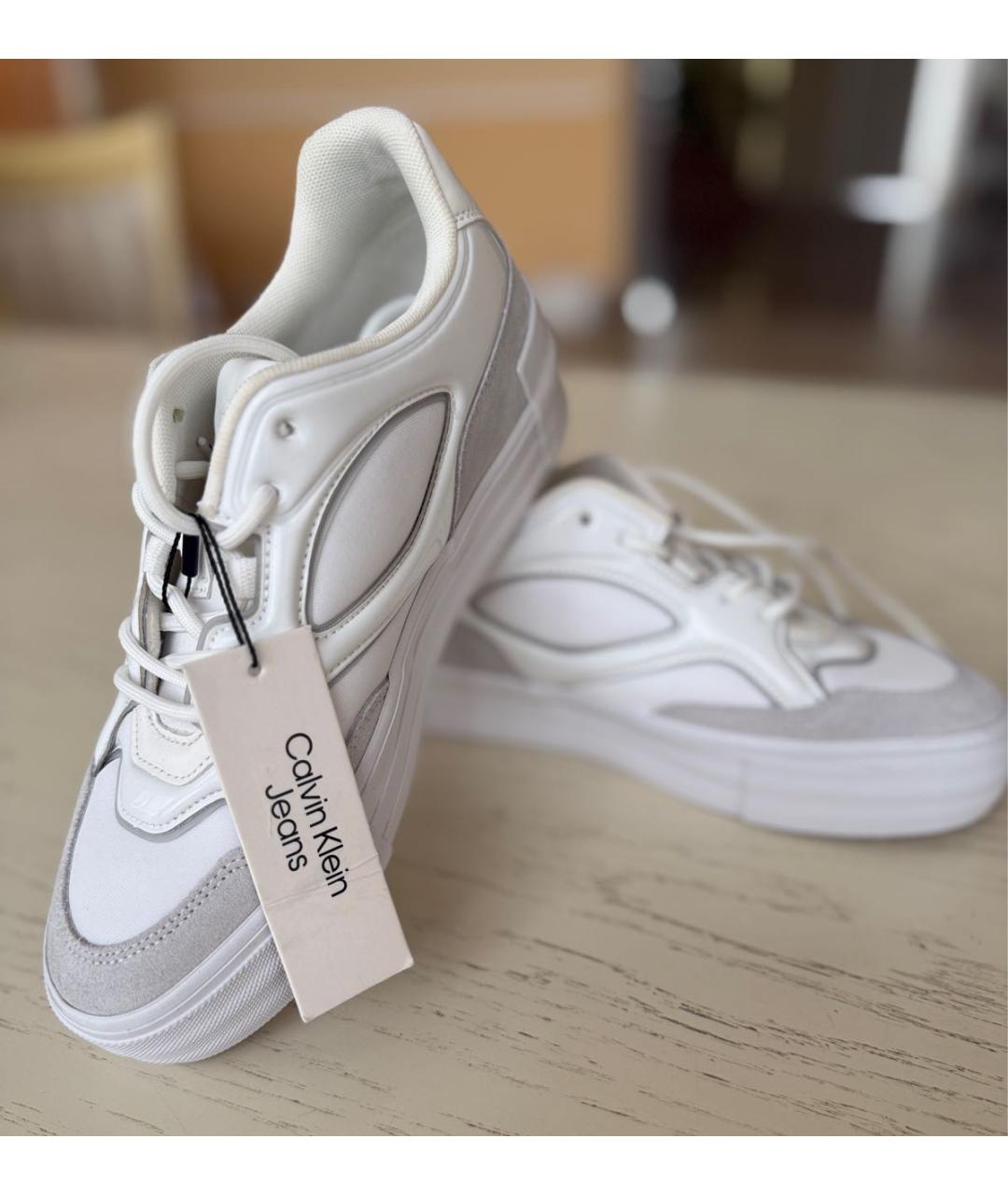CALVIN KLEIN Белые кожаные кроссовки, фото 7