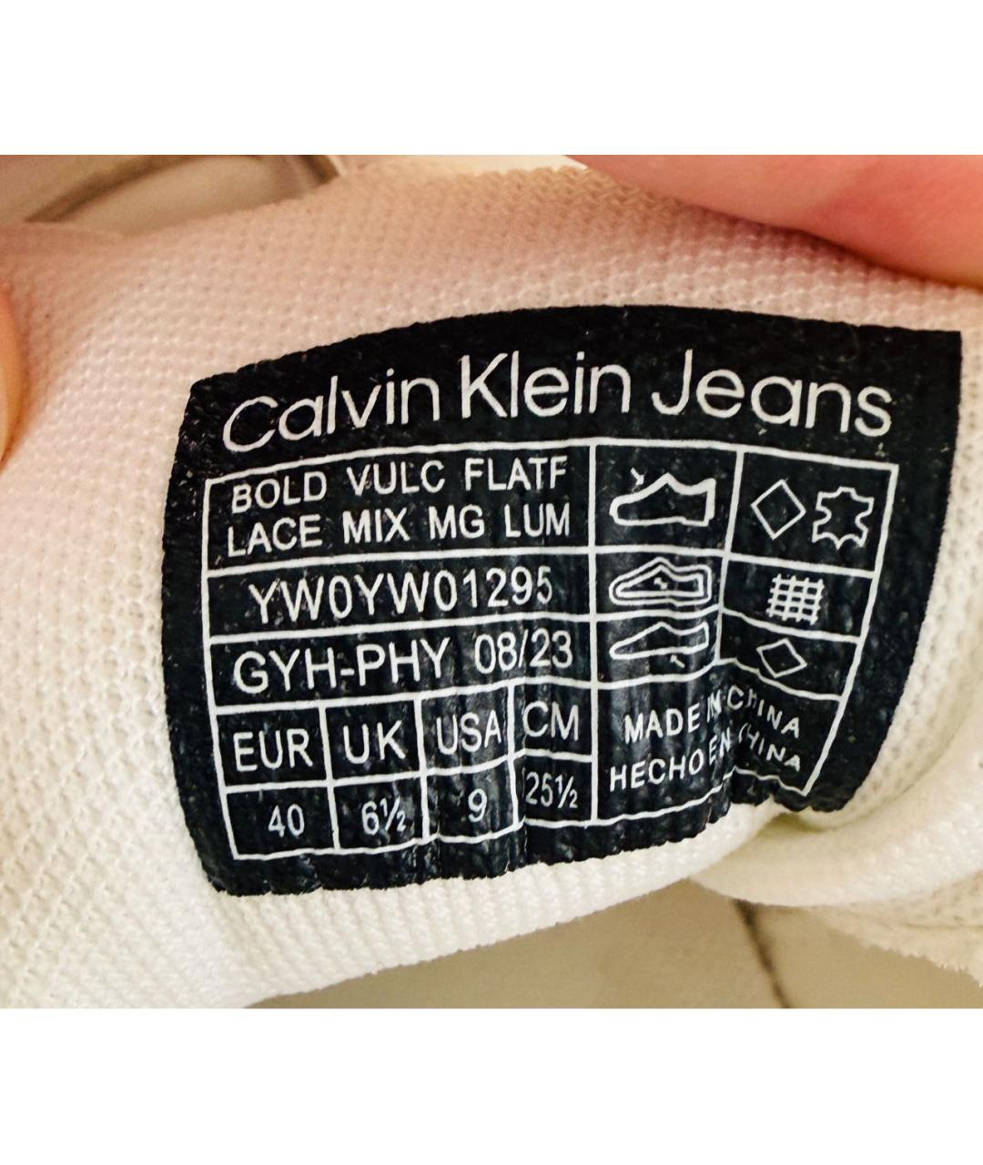 CALVIN KLEIN Белые кожаные кроссовки, фото 6