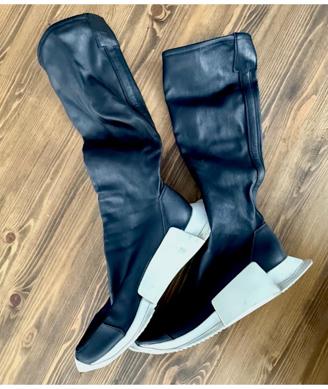 RICK OWENS Черные кожаные сапоги, фото 3