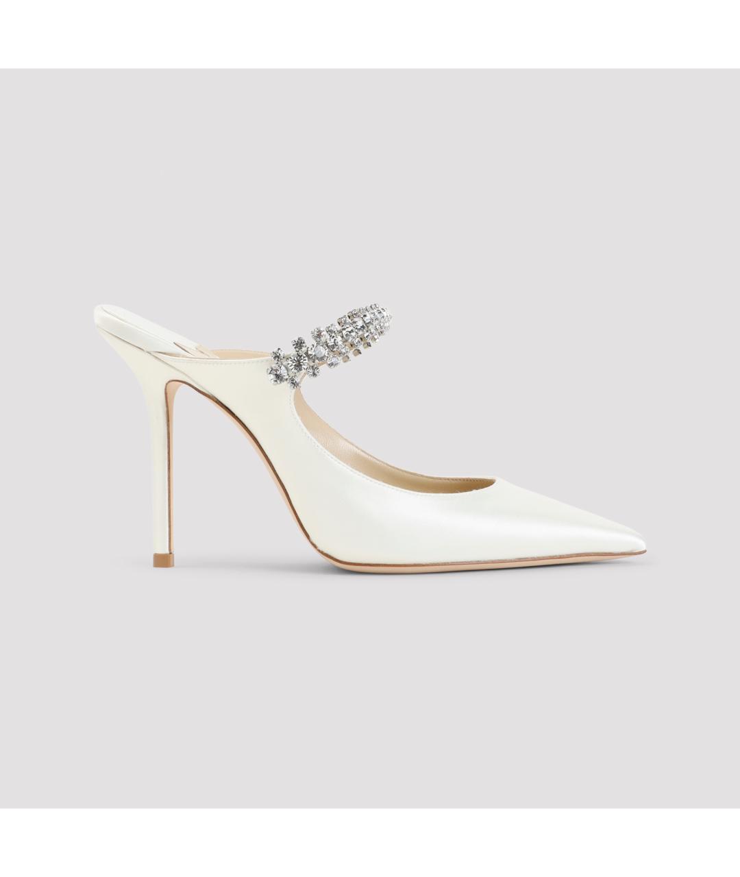 JIMMY CHOO Белые кожаные мюли, фото 3