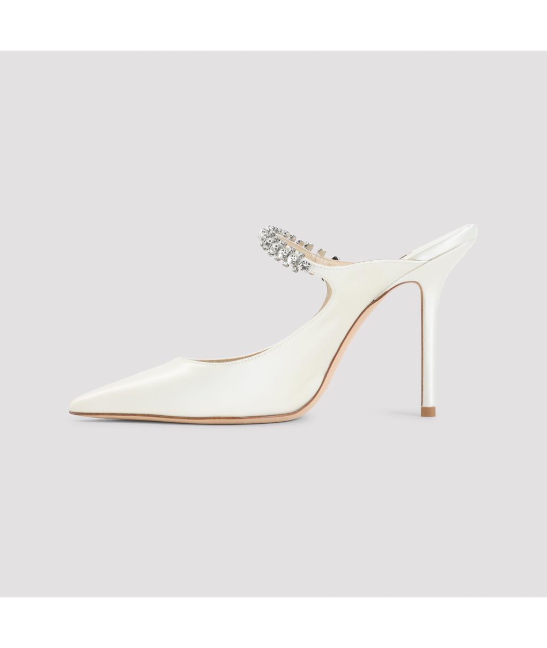 JIMMY CHOO Белые кожаные мюли, фото 4