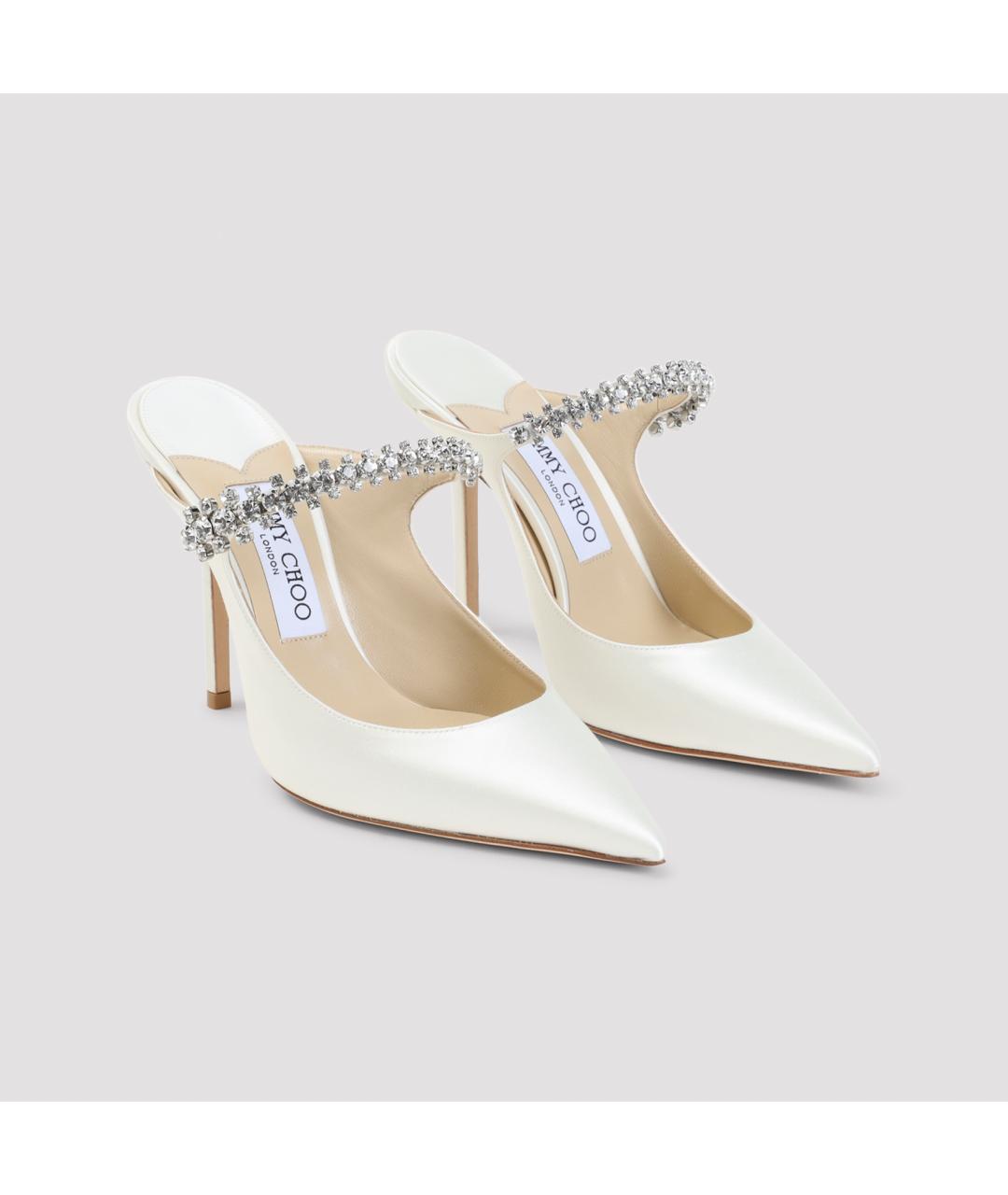 JIMMY CHOO Белые кожаные мюли, фото 5