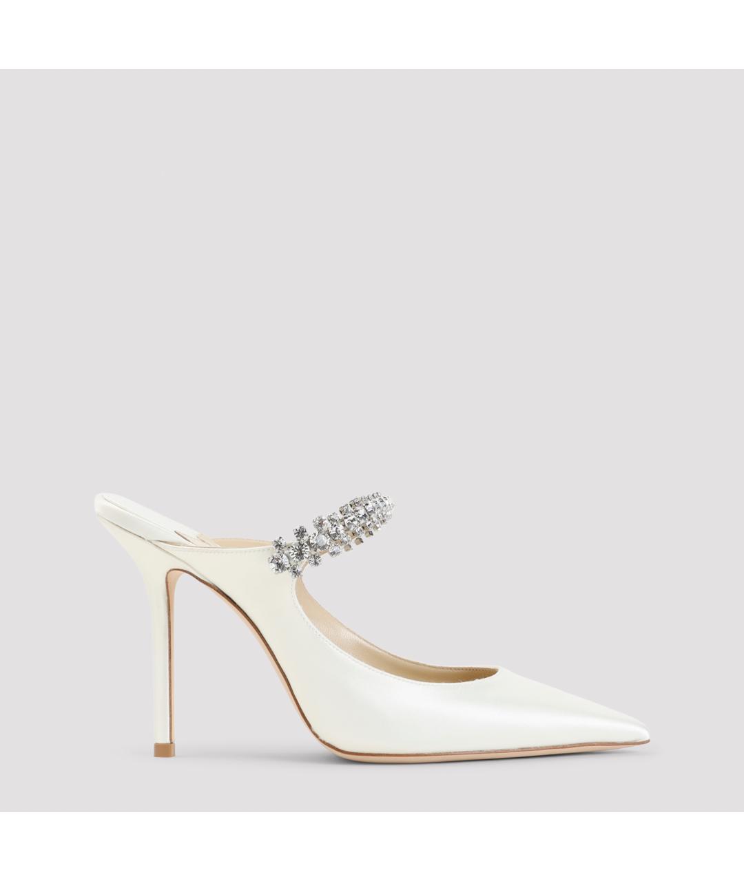 JIMMY CHOO Белые кожаные мюли, фото 2