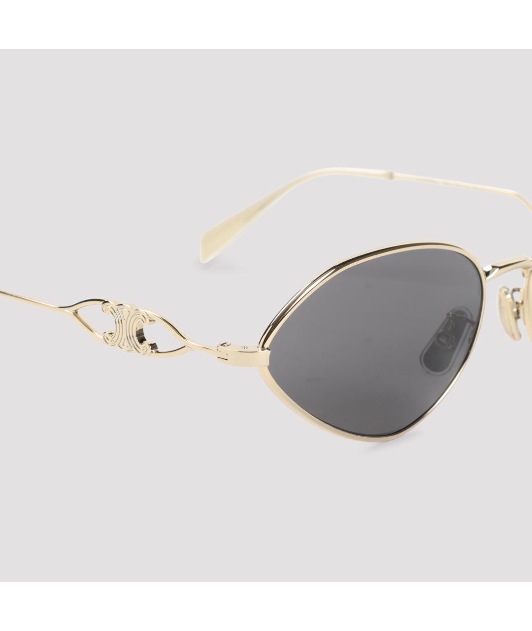 CELINE Золотые металлические солнцезащитные очки, фото 3
