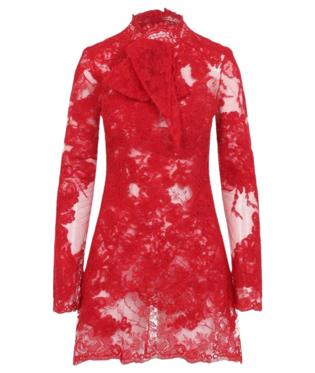 ERMANNO SCERVINO Красное кружевное коктейльное платье, фото 1