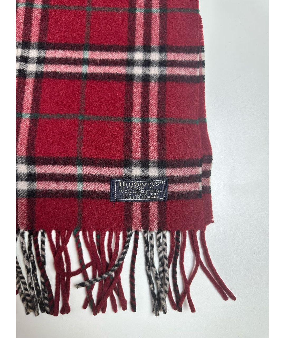 BURBERRY Красный шерстяной шарф, фото 3