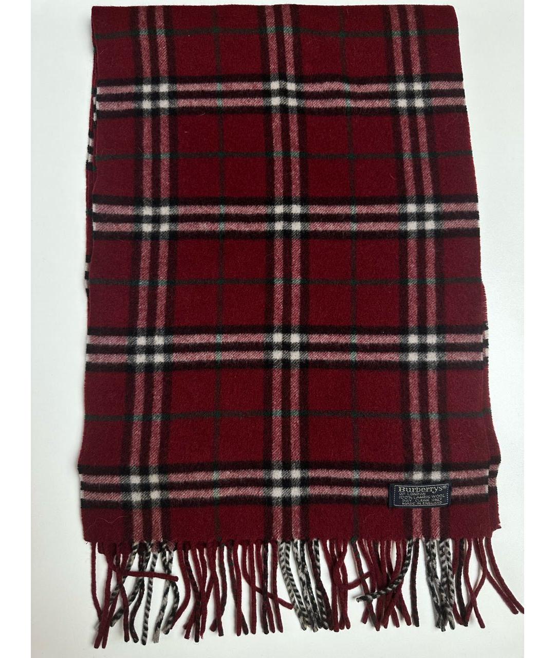 BURBERRY Красный шерстяной шарф, фото 4