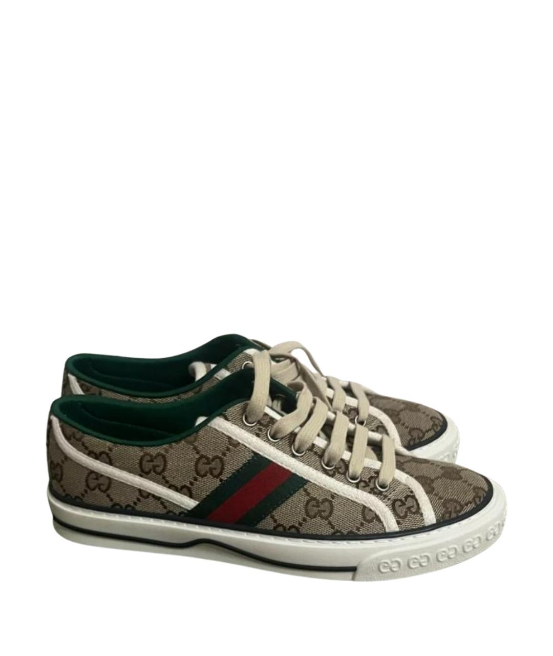 GUCCI Бежевые текстильные кеды, фото 1