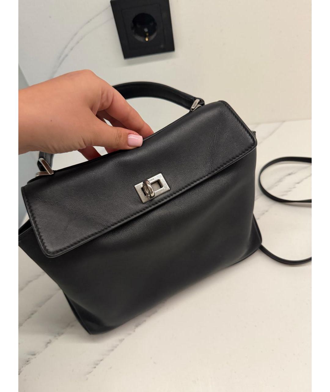 BALENCIAGA Черная кожаная сумка с короткими ручками, фото 2