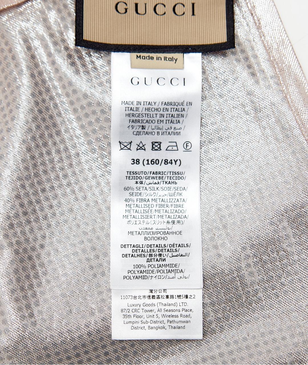 GUCCI Серебряная шелковая блузы, фото 3