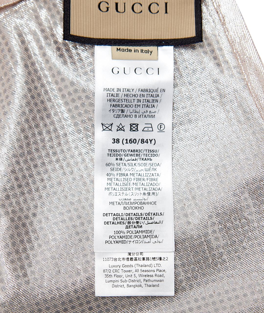 GUCCI Серебряная шелковая блузы, фото 5