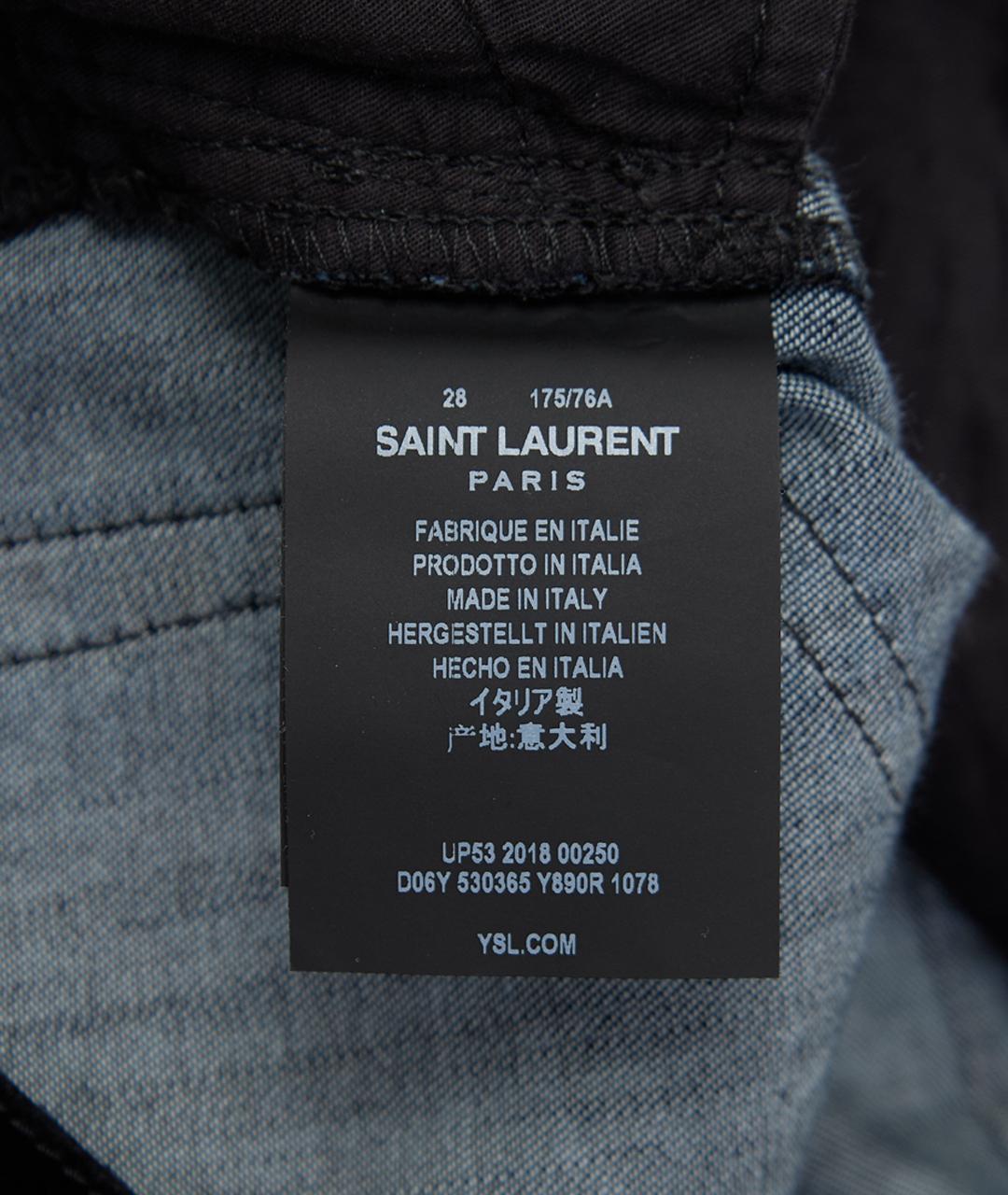 SAINT LAURENT Черные хлопковые прямые джинсы, фото 8
