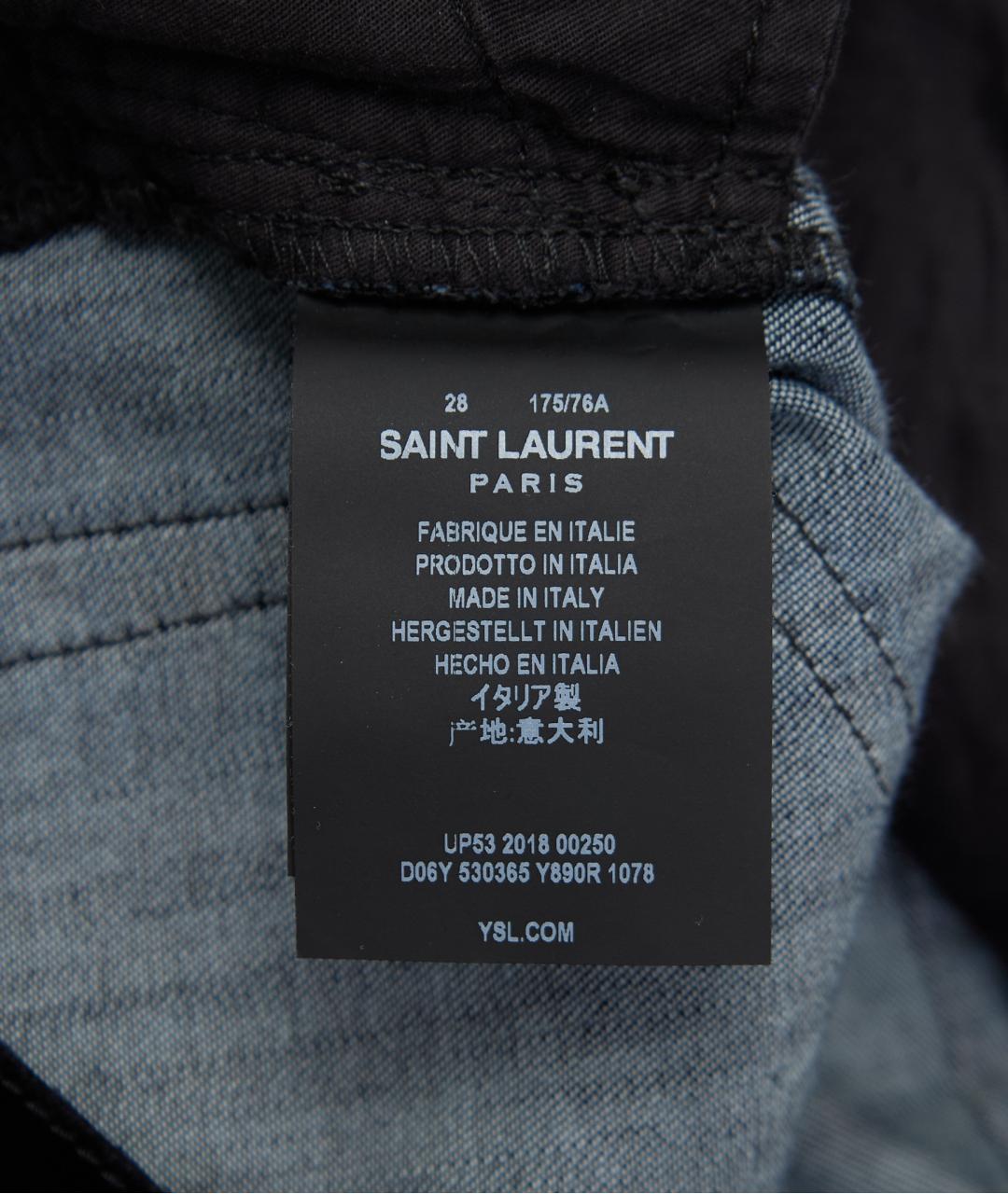 SAINT LAURENT Черные хлопковые прямые джинсы, фото 4