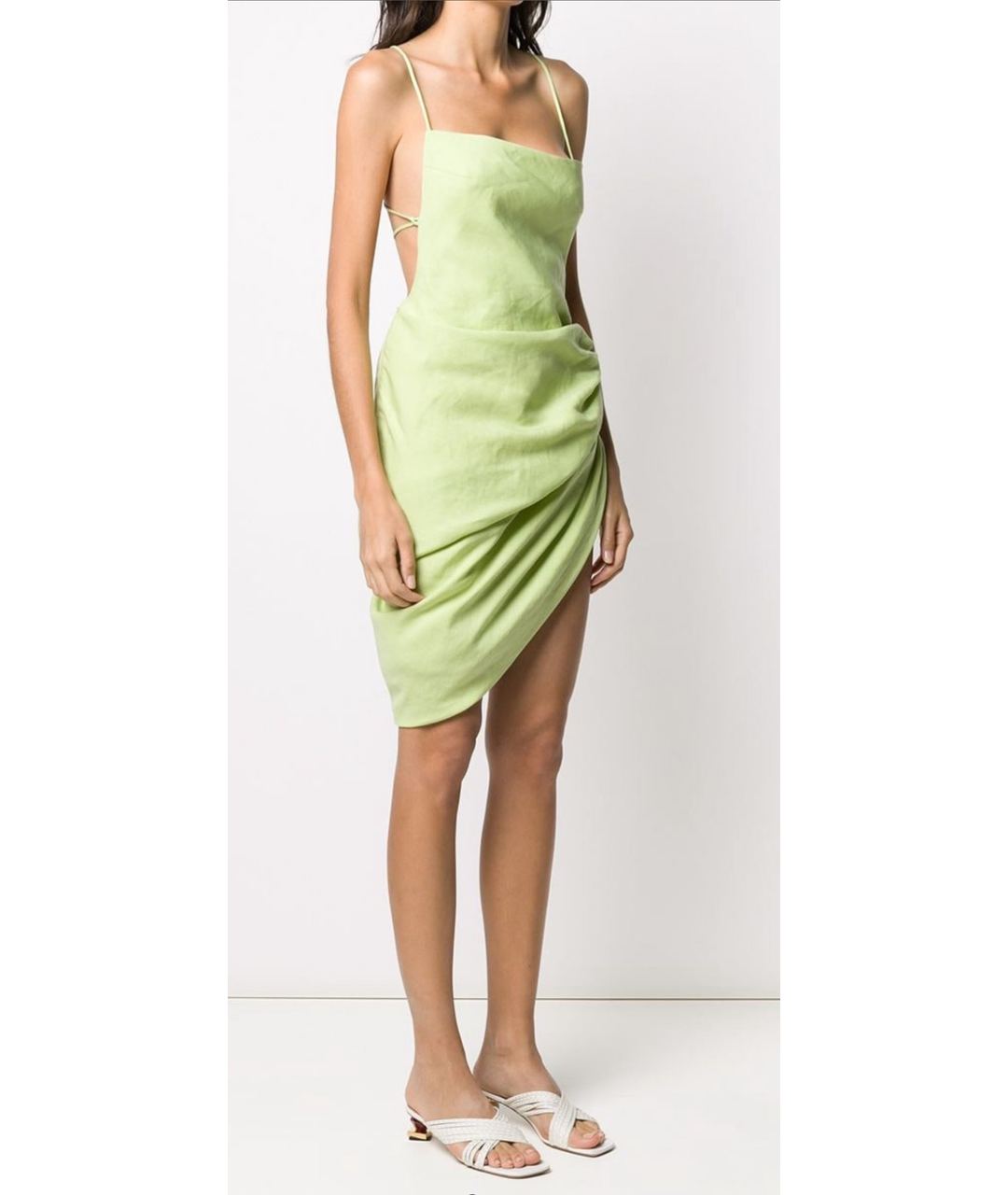 JACQUEMUS Зеленые ацетатное коктейльное платье, фото 3