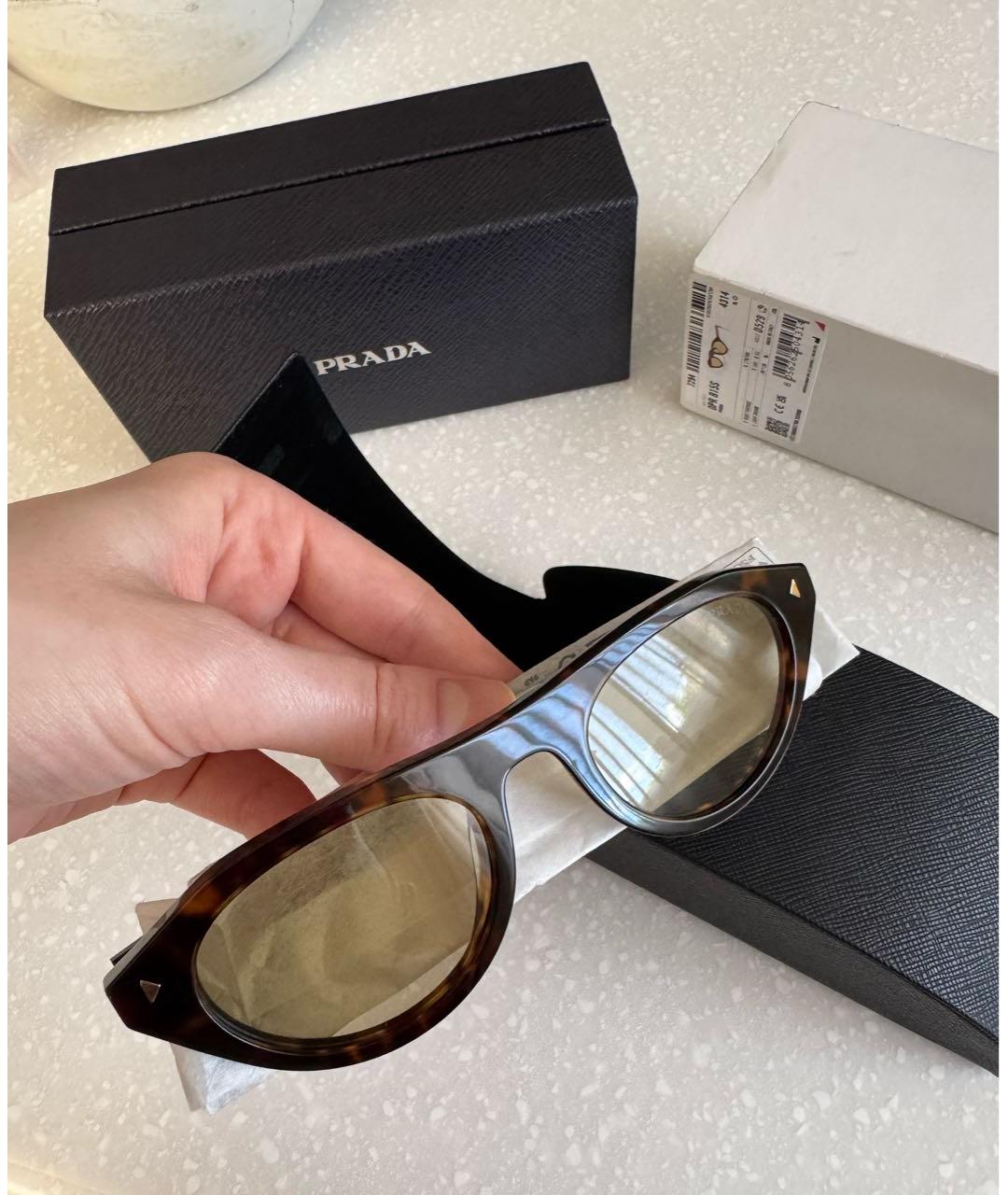 PRADA Коричневые пластиковые солнцезащитные очки, фото 4