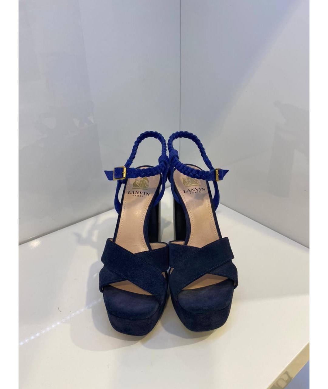 LANVIN Темно-синие замшевые босоножки, фото 2