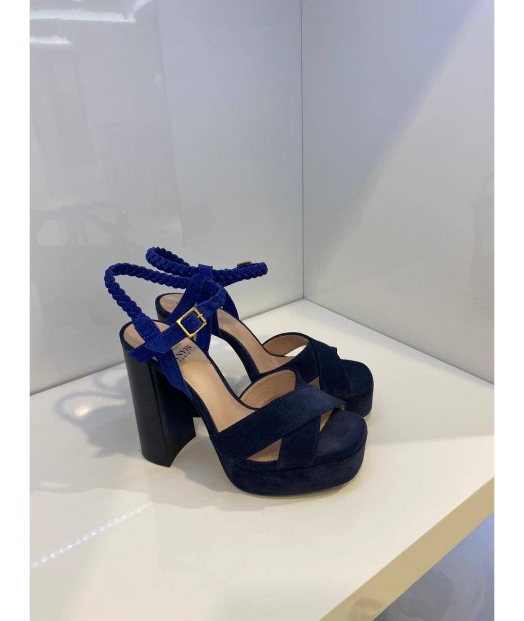 LANVIN Темно-синие замшевые босоножки, фото 4